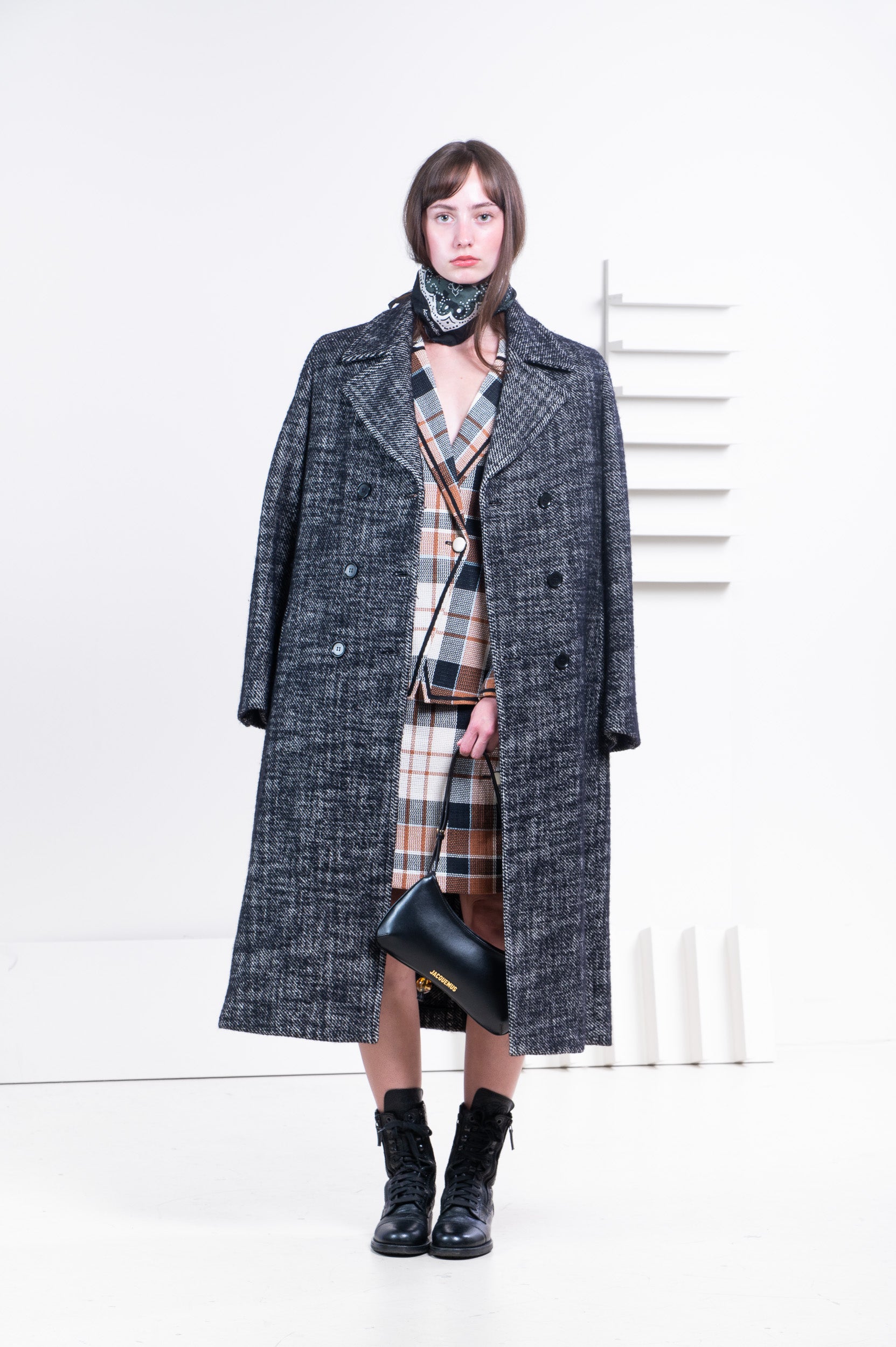 Black Cashmere & Wool Blend Midi Coat