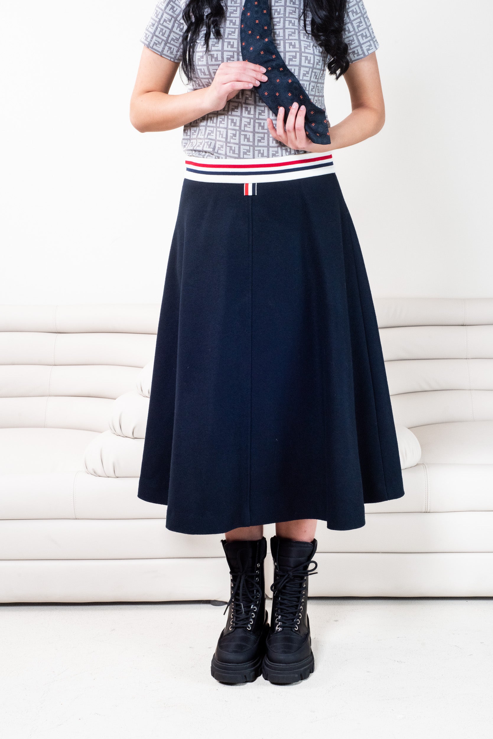 Navy A-Line Varsity Skirt