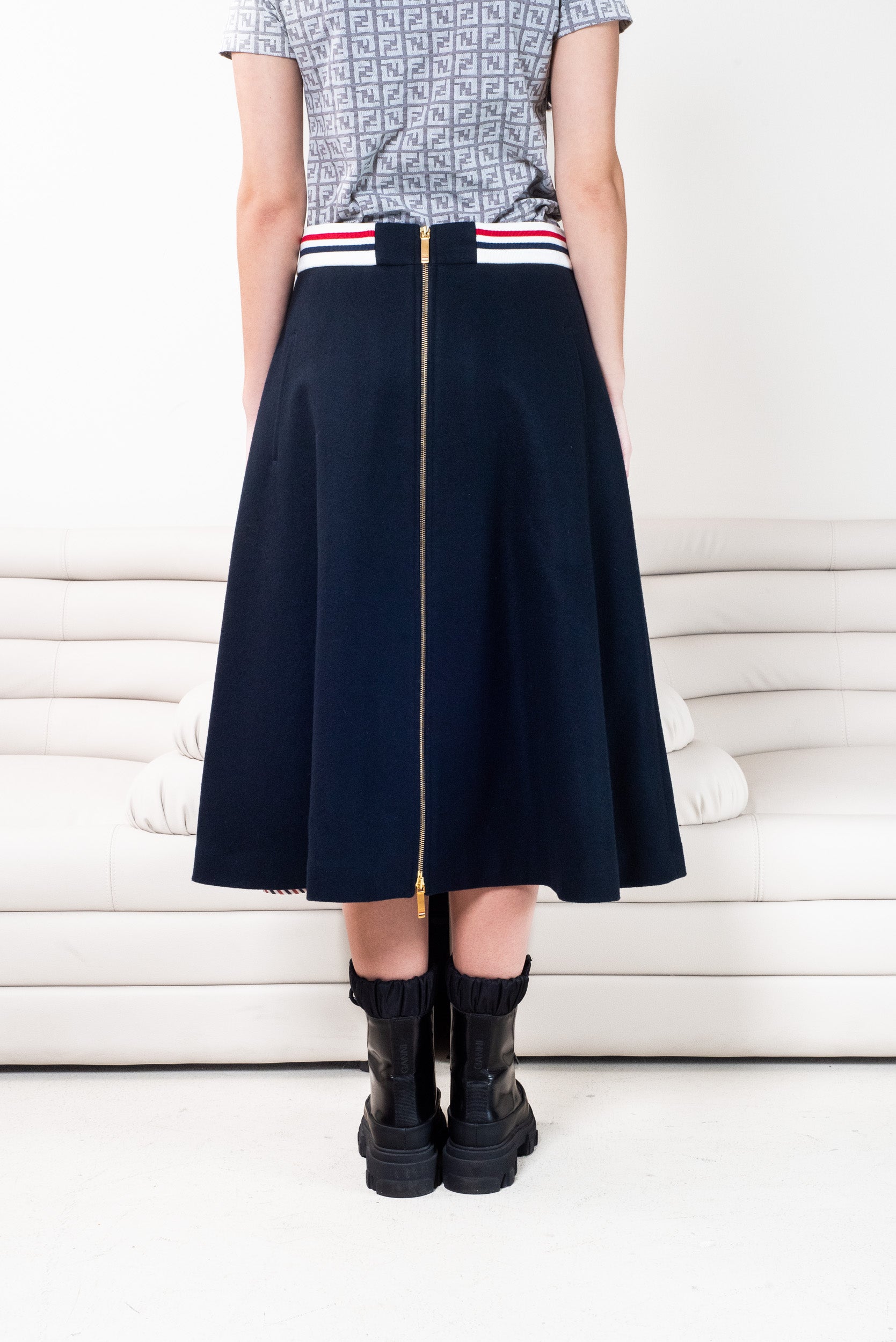Navy A-Line Varsity Skirt