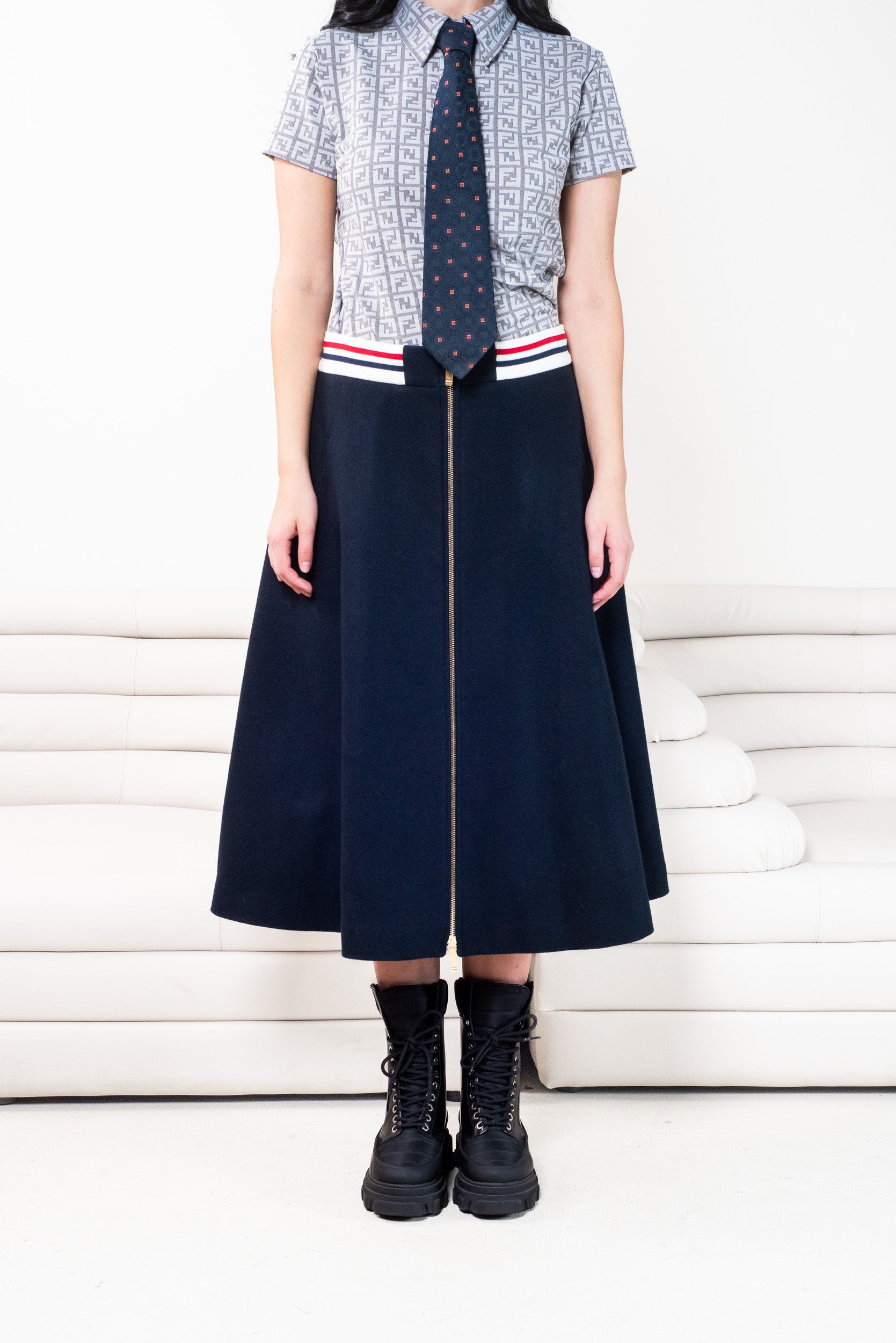 Navy A-Line Varsity Skirt