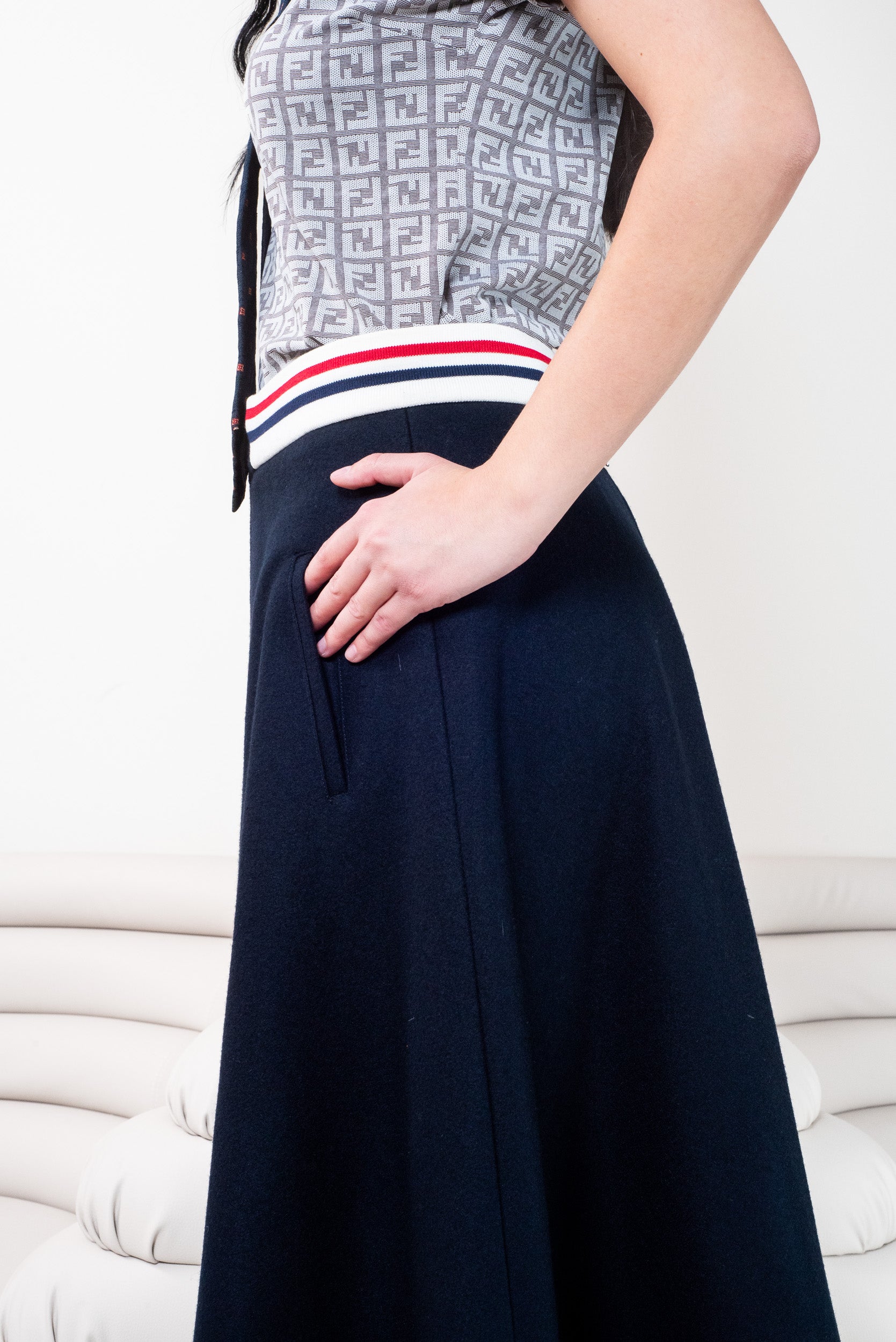 Navy A-Line Varsity Skirt