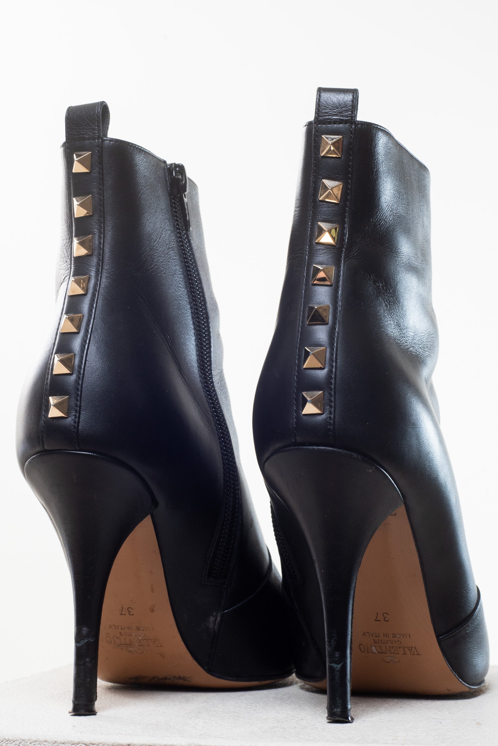 Black Rockstud High Heel Bootie