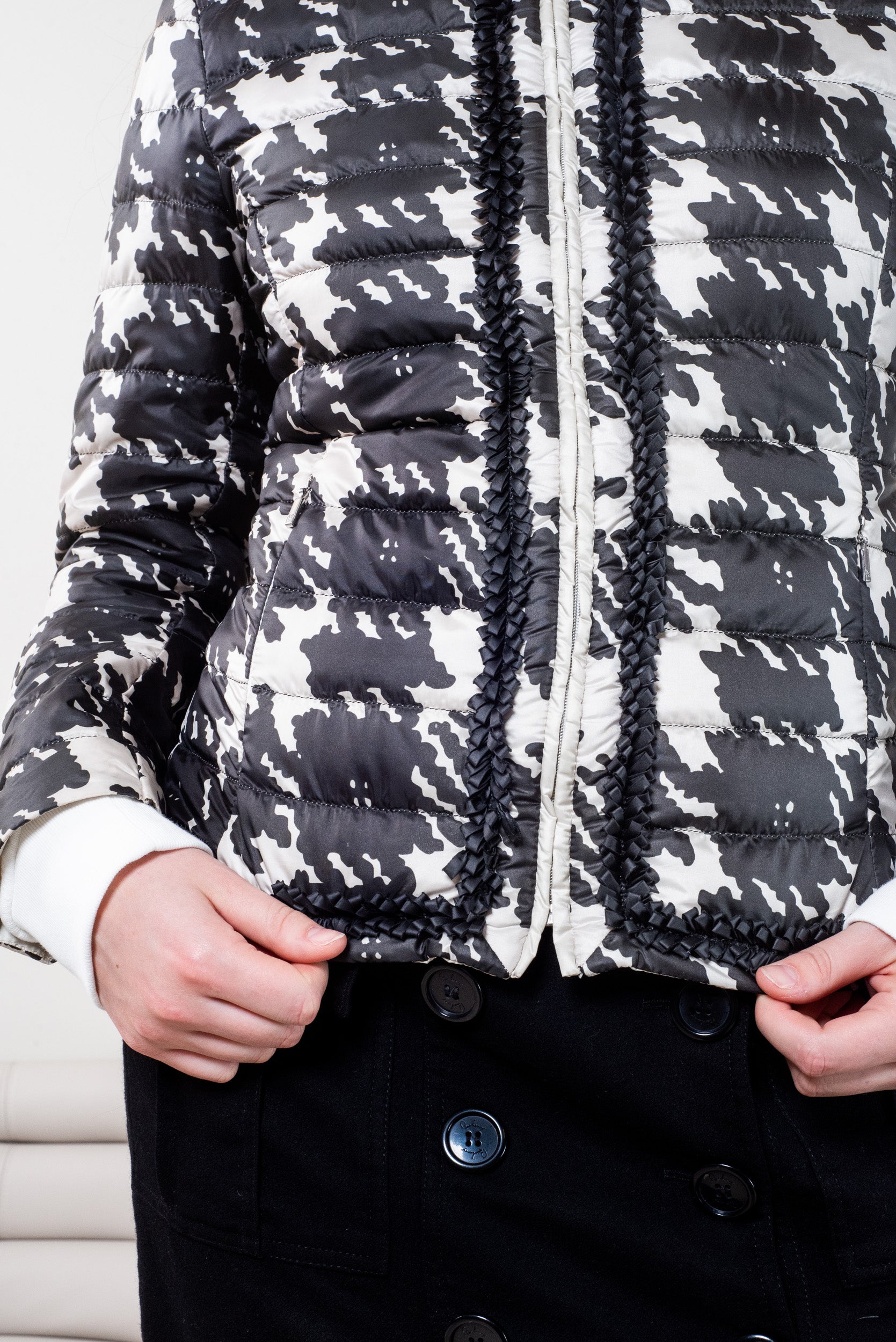 Houndstooth Puffer Crop Jacket