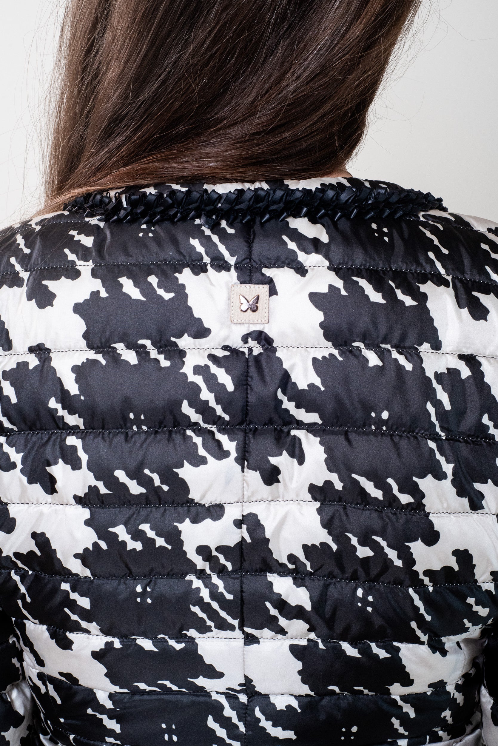 Houndstooth Puffer Crop Jacket
