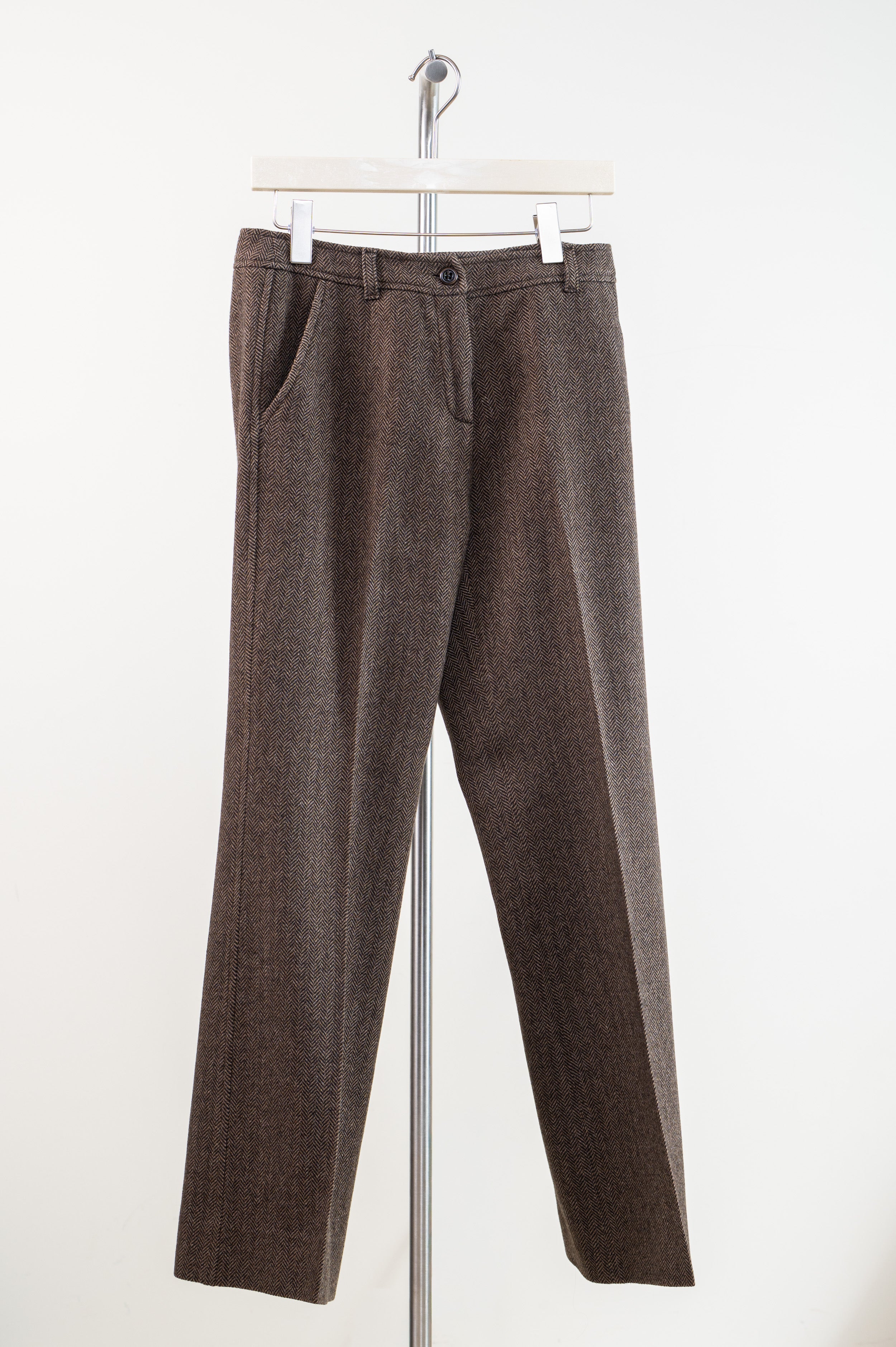 Brown Chevron Print Blazer and Pant Suit Set