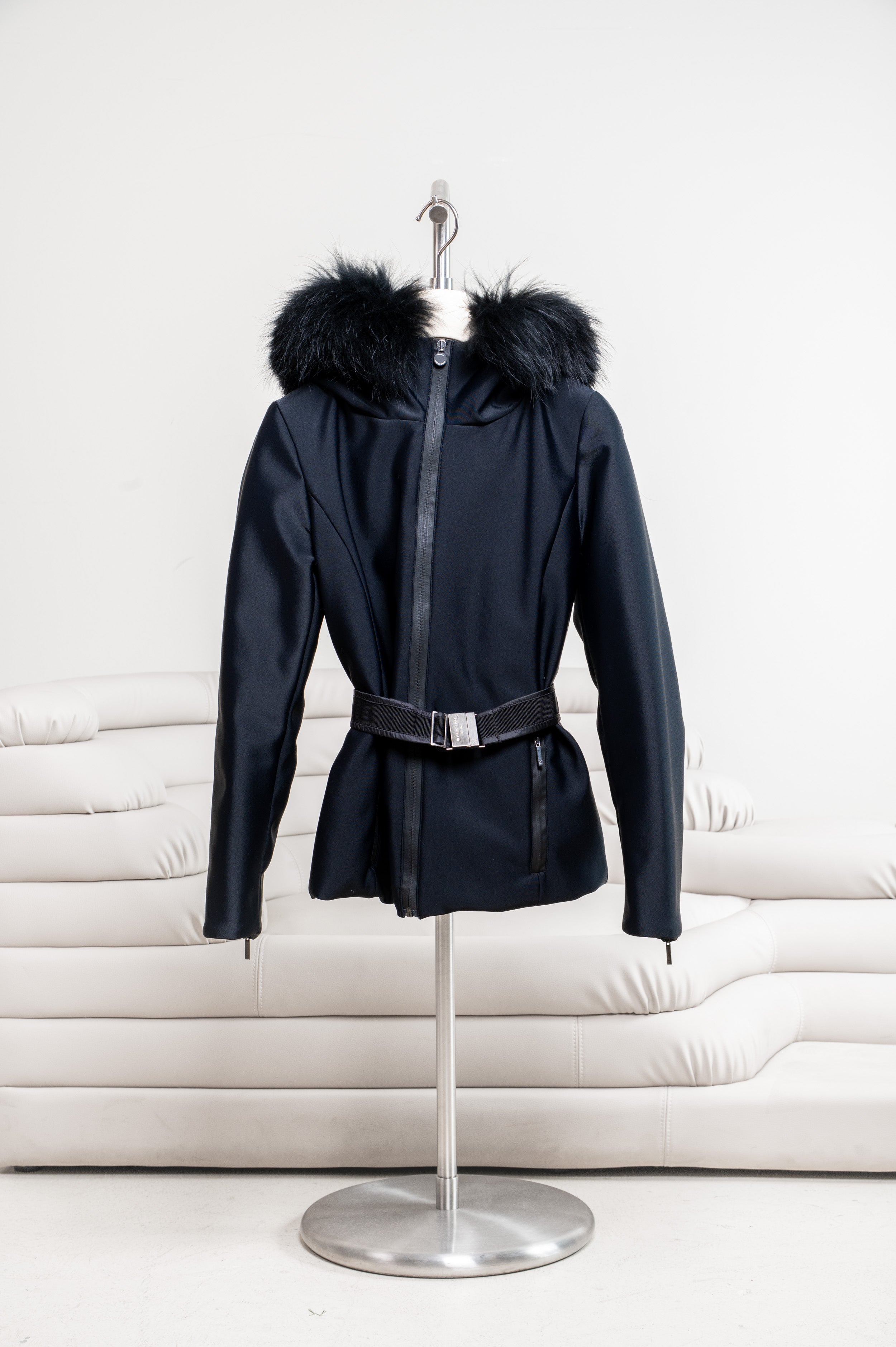 Black Faux Fur Collared Ski Jacket