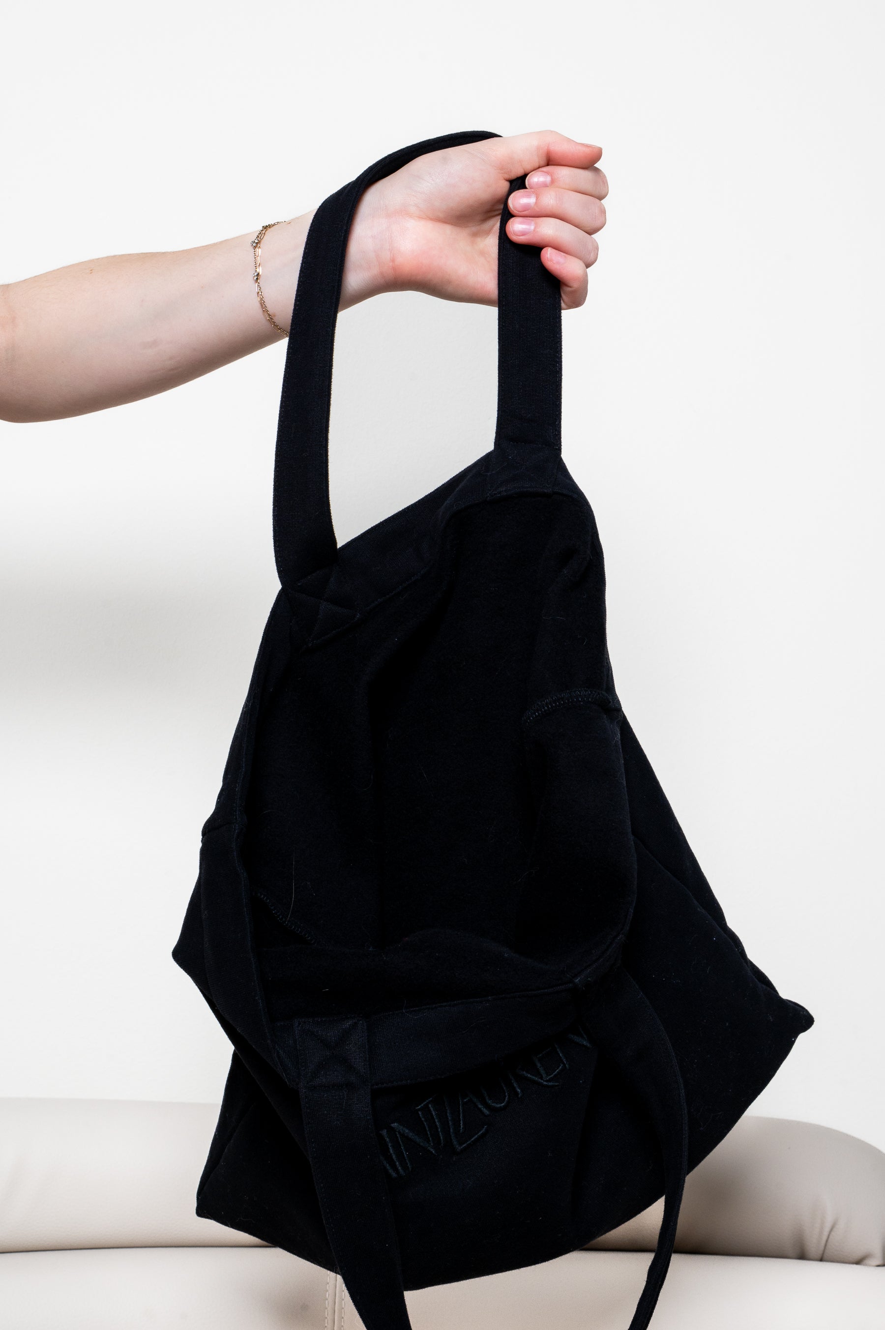 Black Cotton Fleece Tote Bag