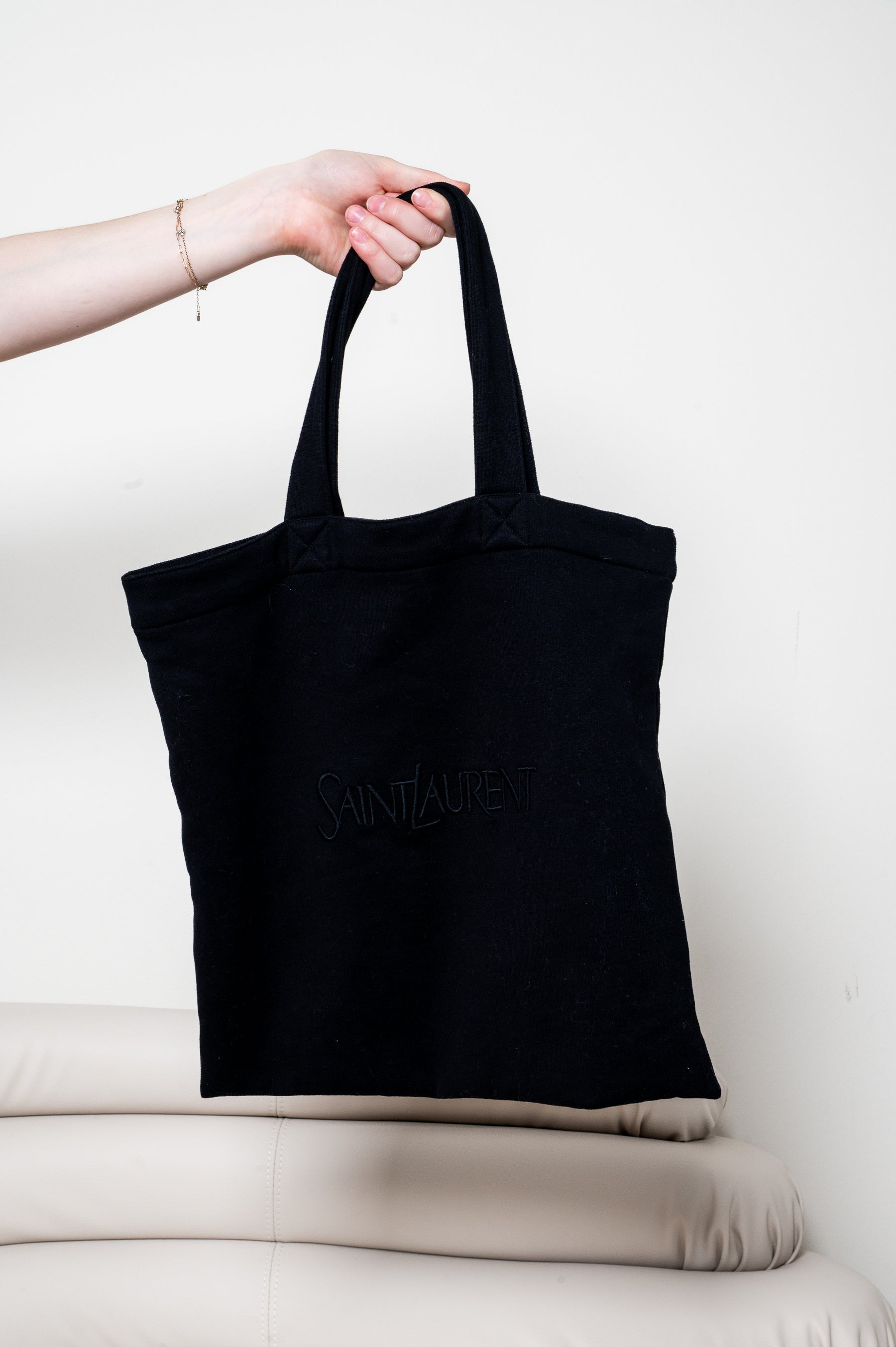 Black Cotton Fleece Tote Bag