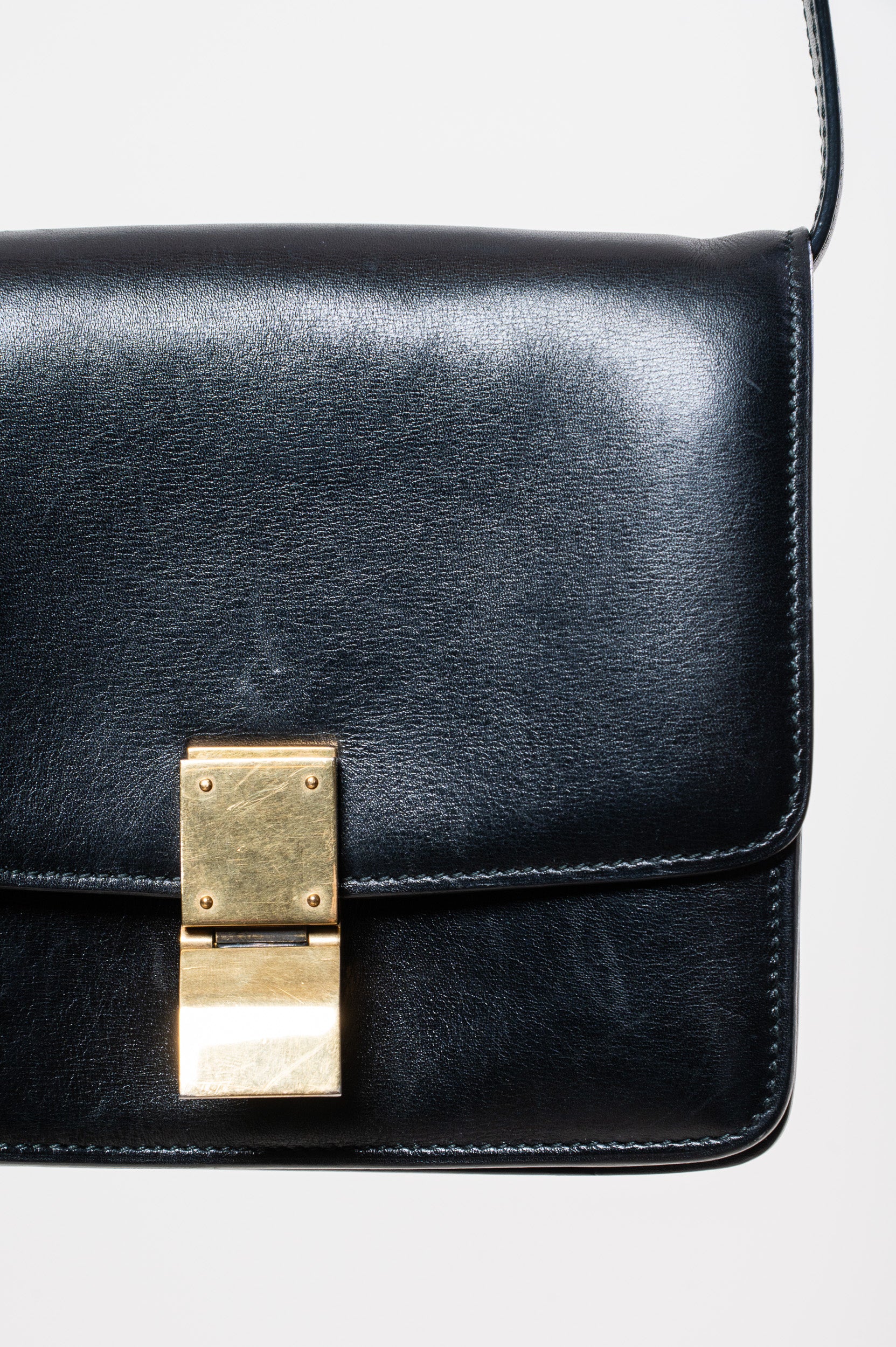 Close-up view of Celine Black Small Smooth Calfskin Box Bag