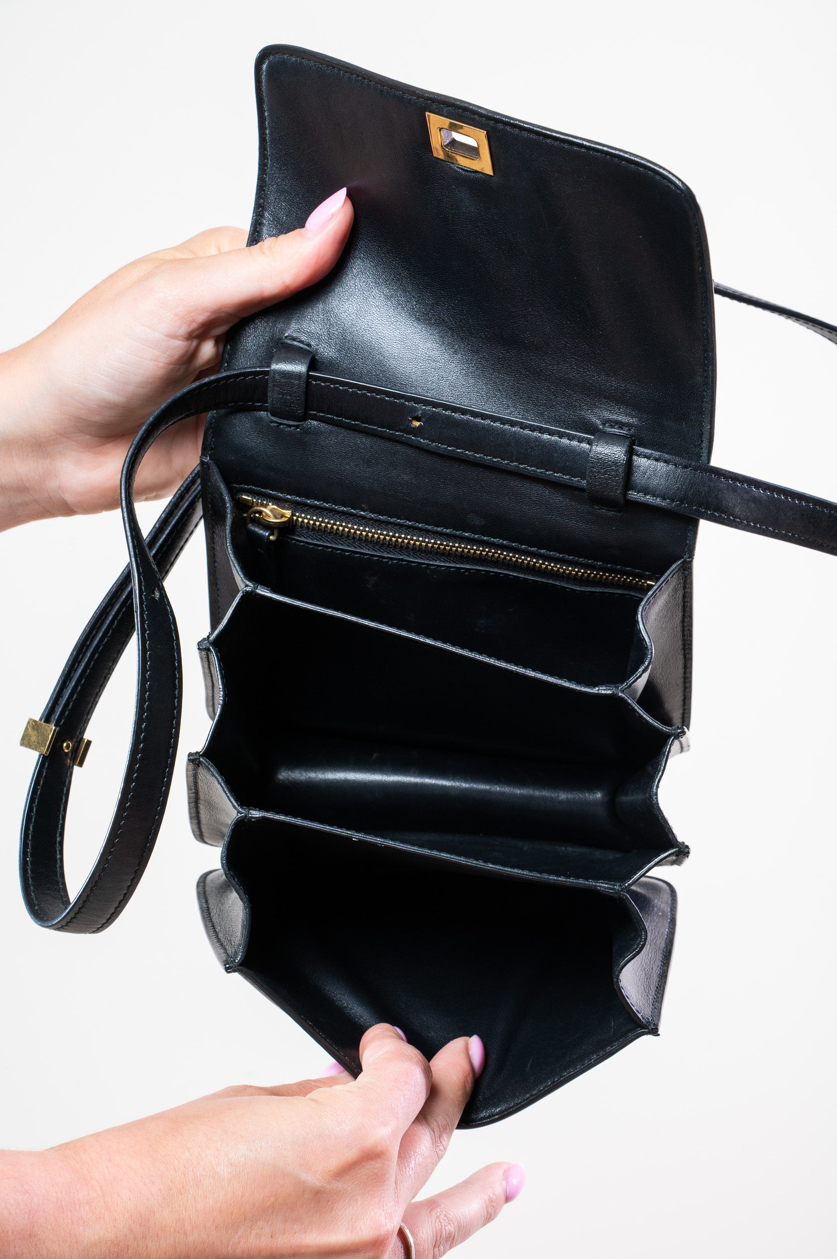 Inside view of Celine Black Small Smooth Calfskin Box Bag