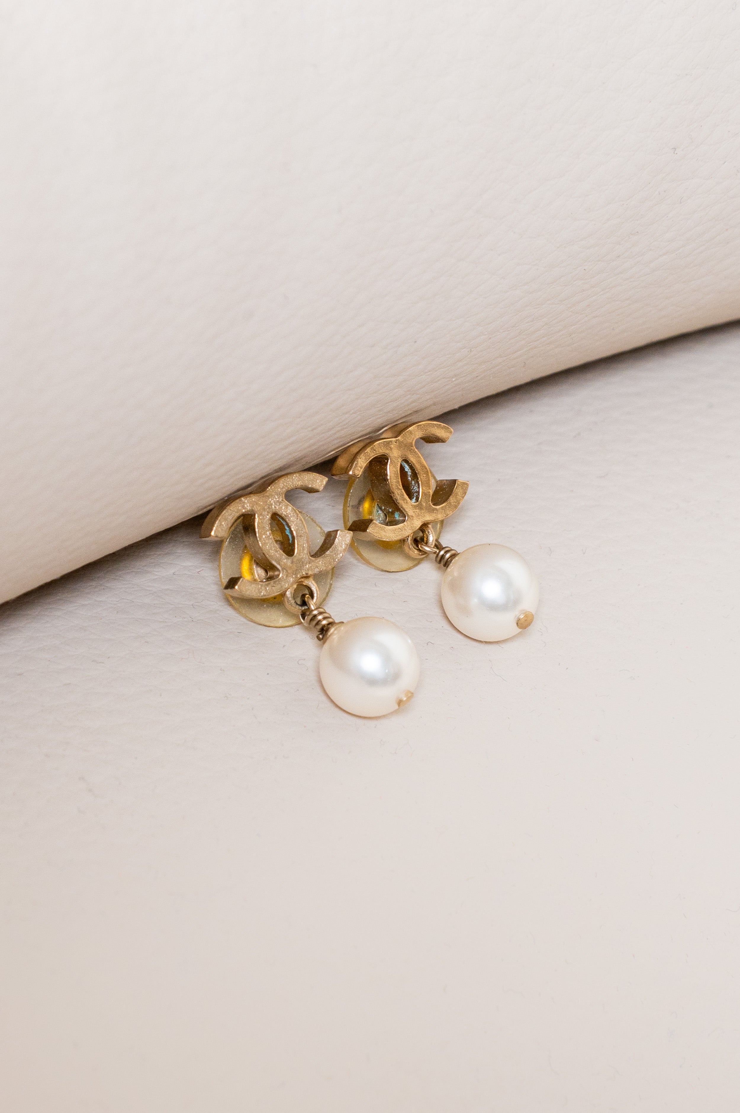 Vintage CC Pearl Drop Earrings