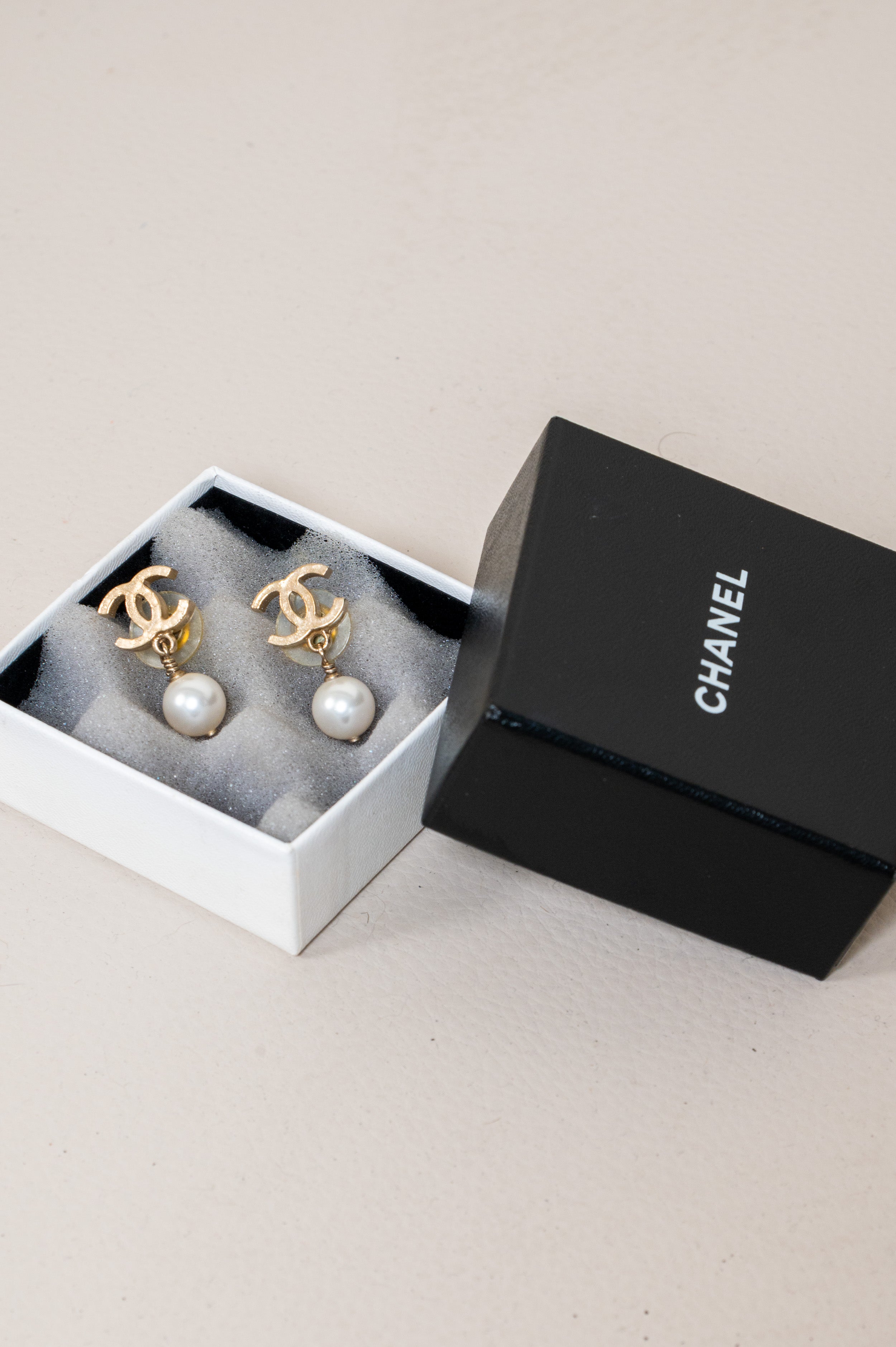 Vintage CC Pearl Drop Earrings