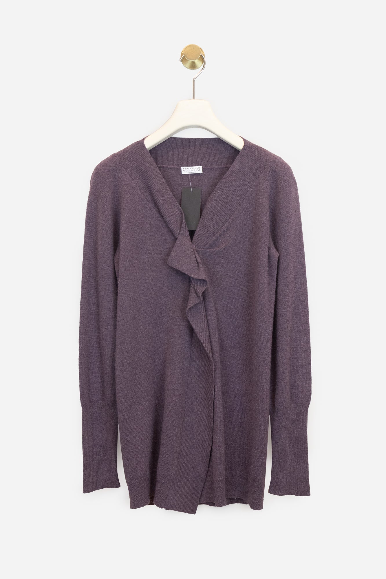 Purple Ruffle Flap Cardigan  Cashmere