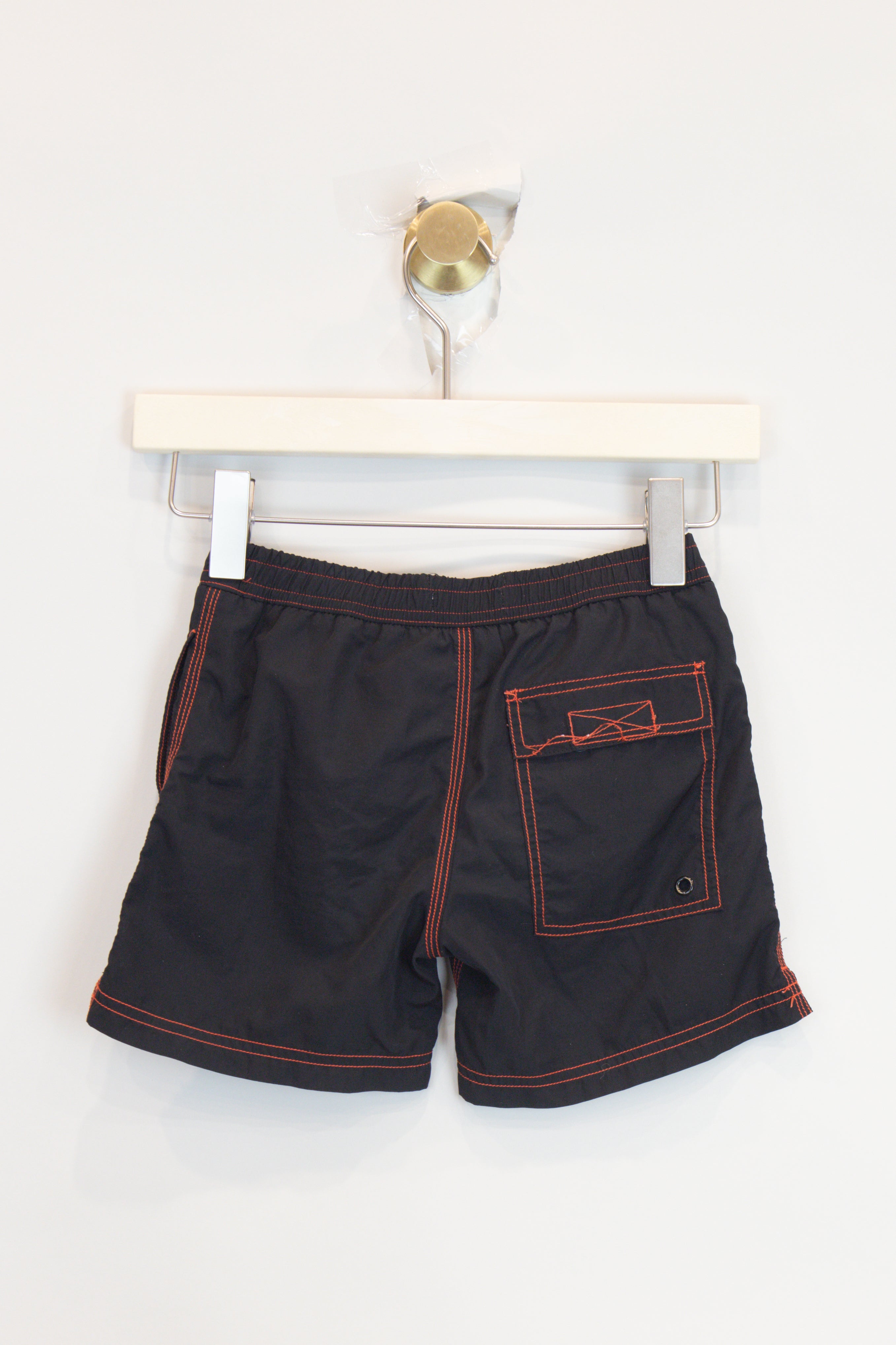 Kids Black and Red Stitching Swim Shorts Polyester