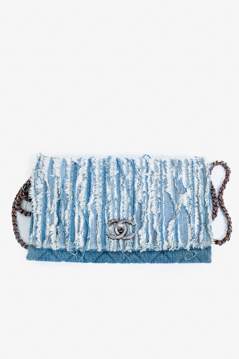 Denim Fringe CC Crossbody Chain shoulder Bag