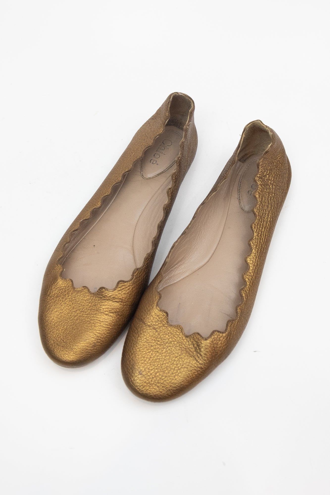 Metallic Bronze Wavy Ballet Leather Flat