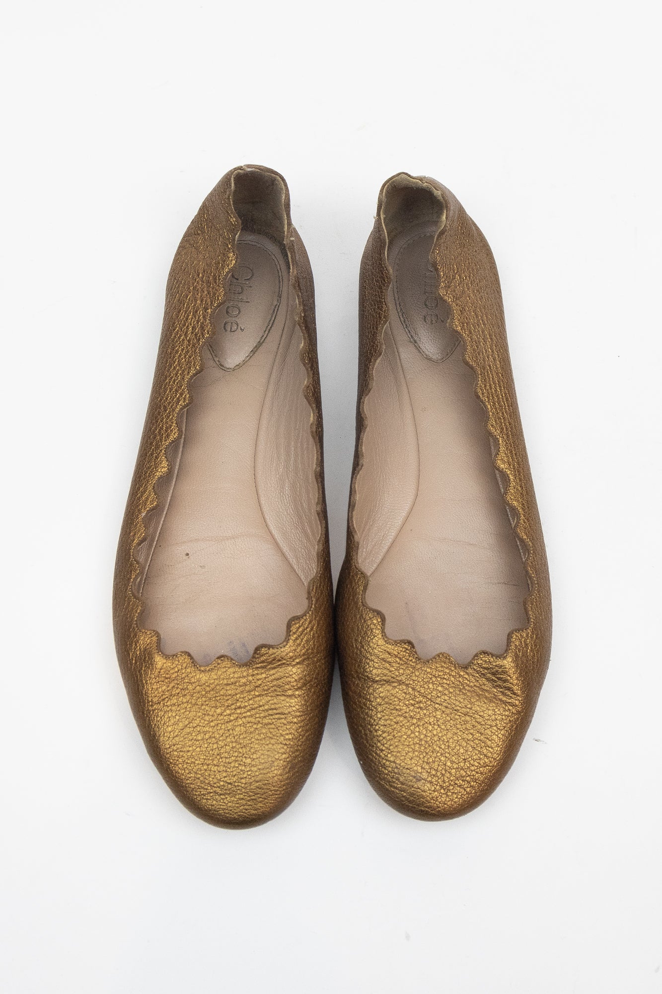 Metallic Bronze Wavy Ballet Leather Flat