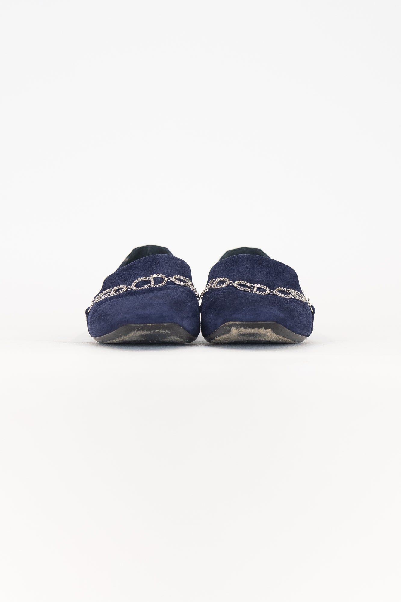 Navy Suede CD Charm Loafers Suede