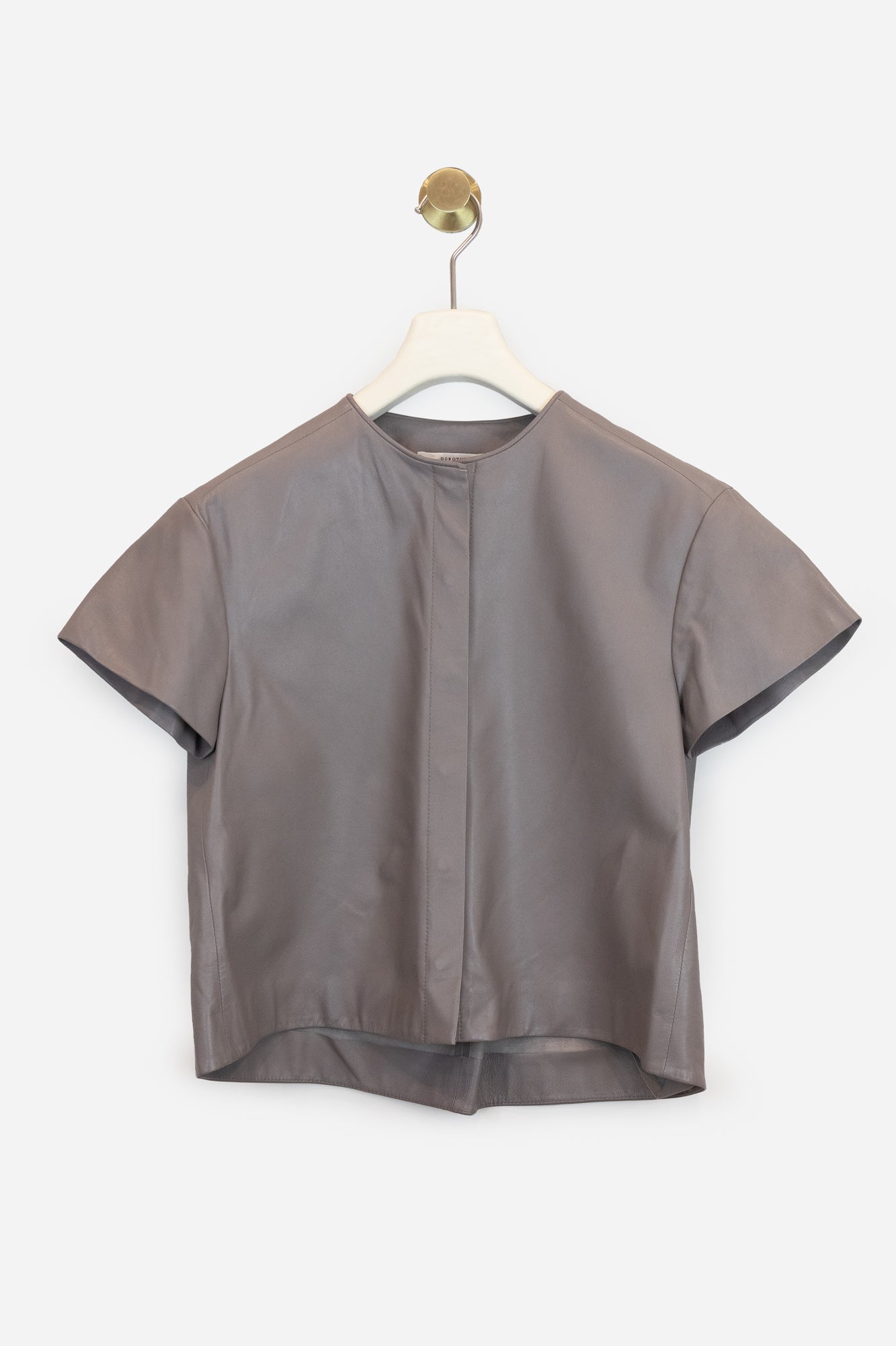 Taupe Leather T-Shirt Top Lamb