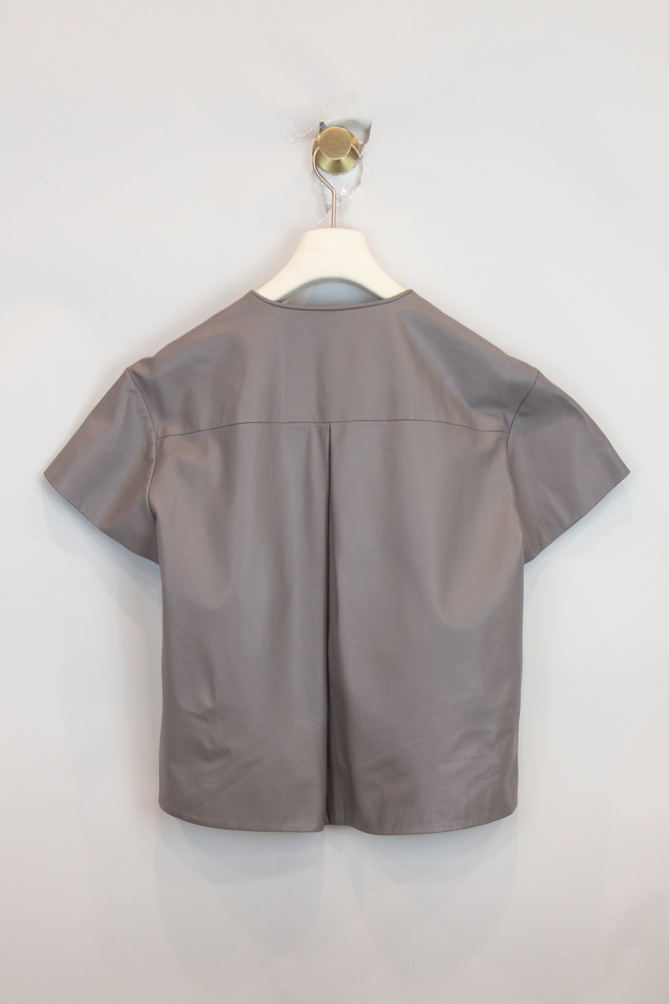 Taupe Leather T-Shirt Top Lamb