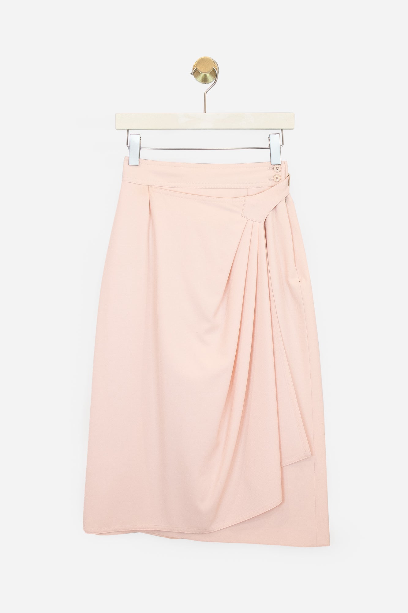 Pink Cross-Over Buckle Skirt Wool