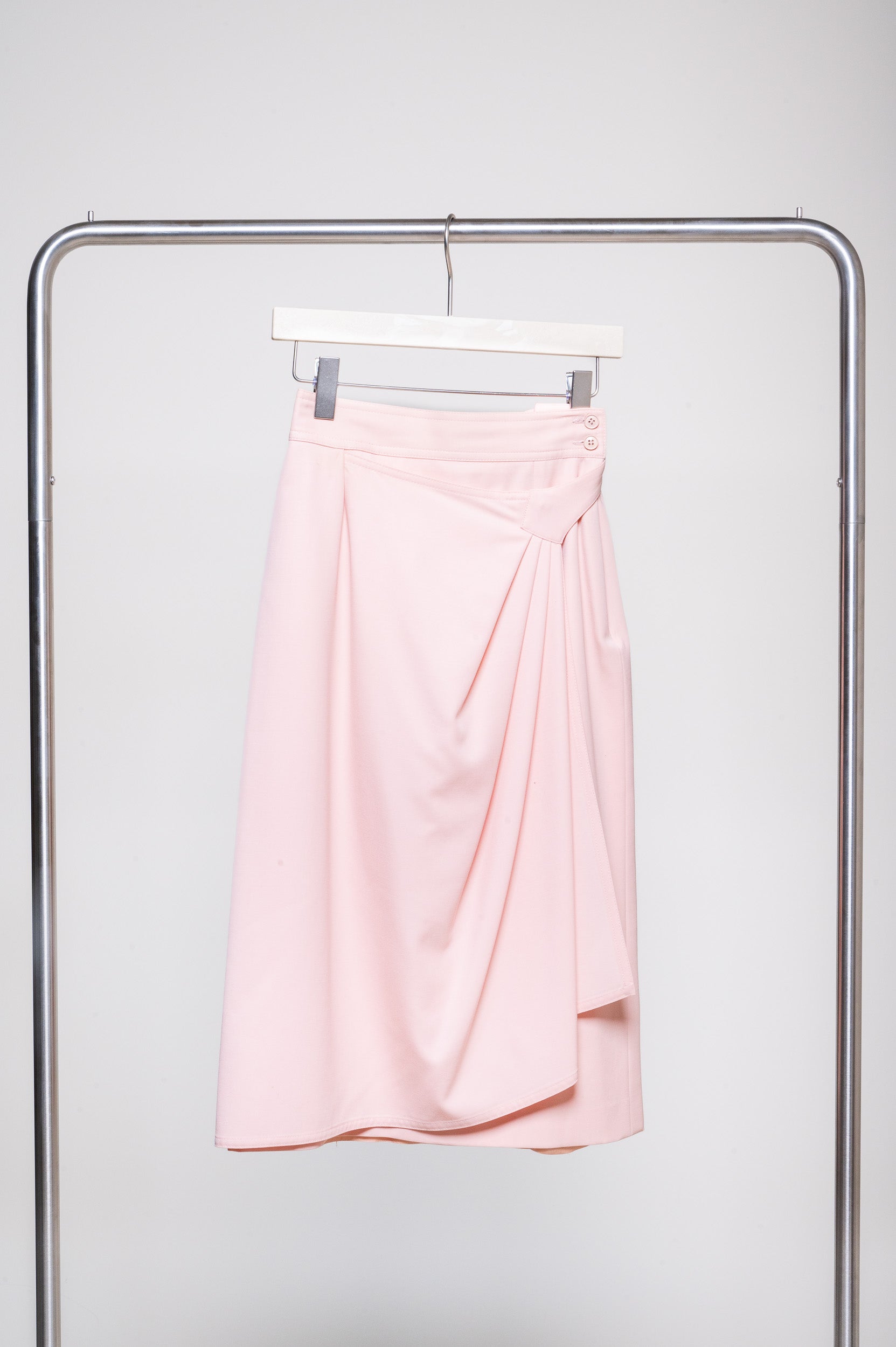 Pink Cross-Over Buckle Skirt Wool