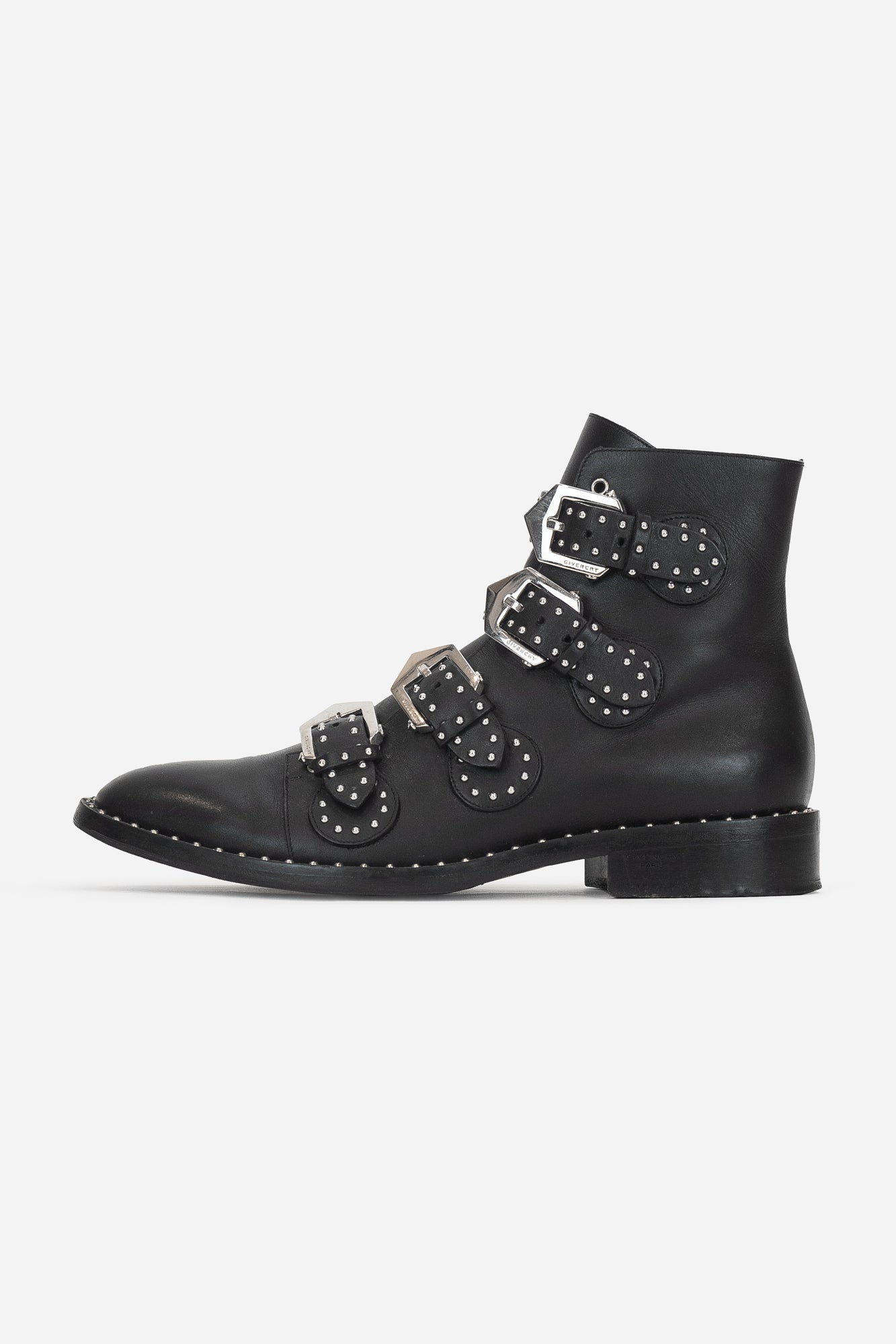 Black Multi Buckle Ankle Boots Leather