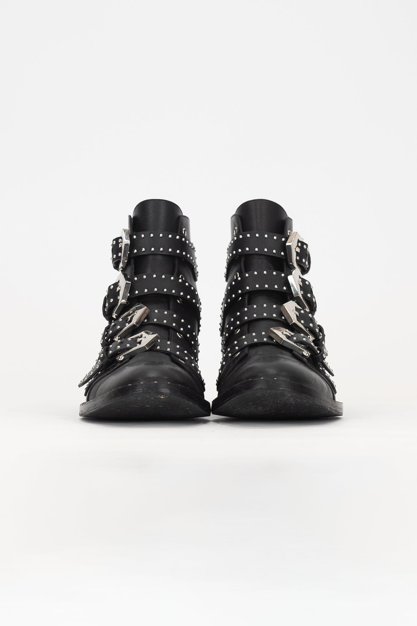 Black Multi Buckle Ankle Boots Leather