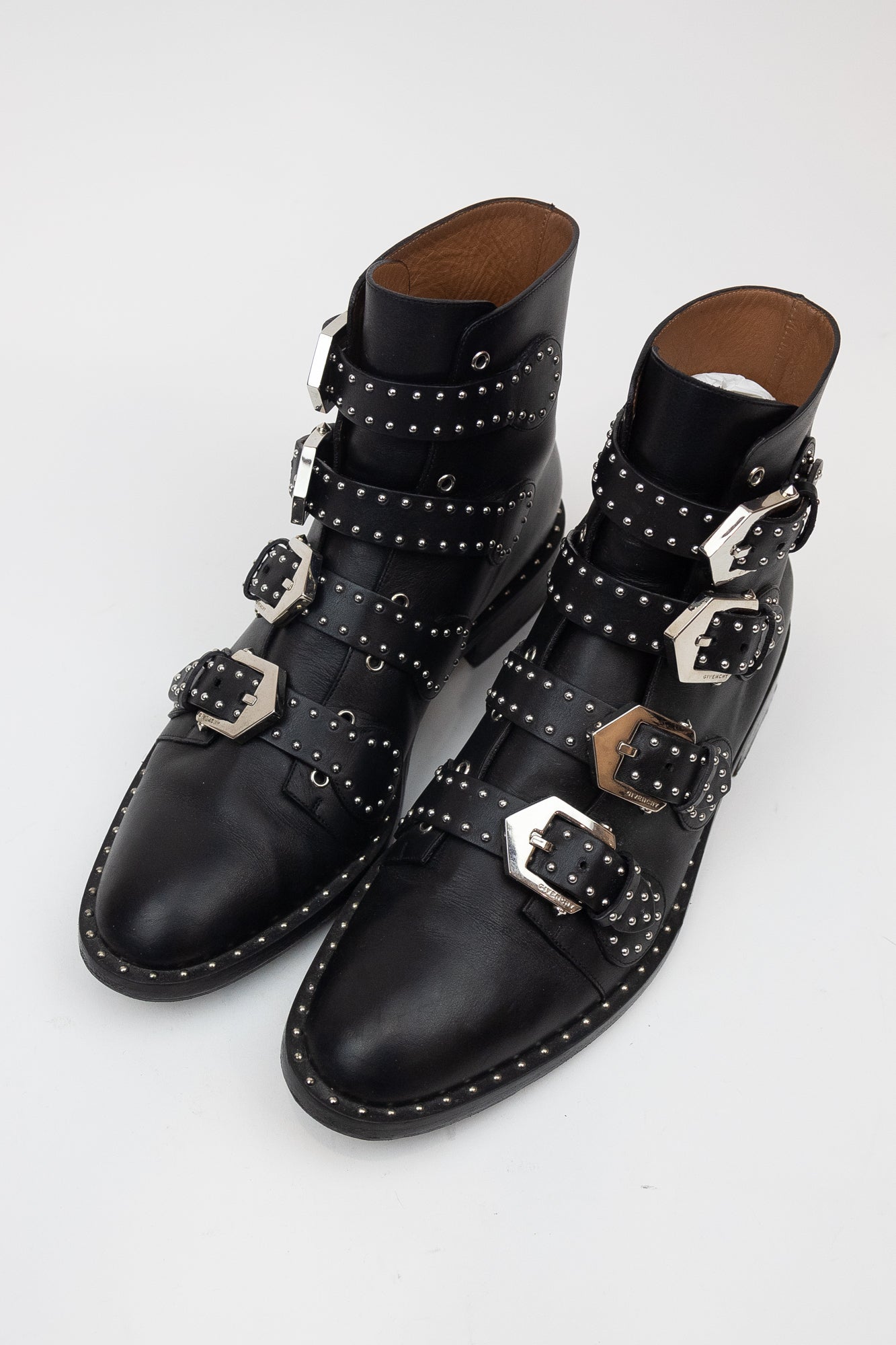 Black Multi Buckle Ankle Boots Leather