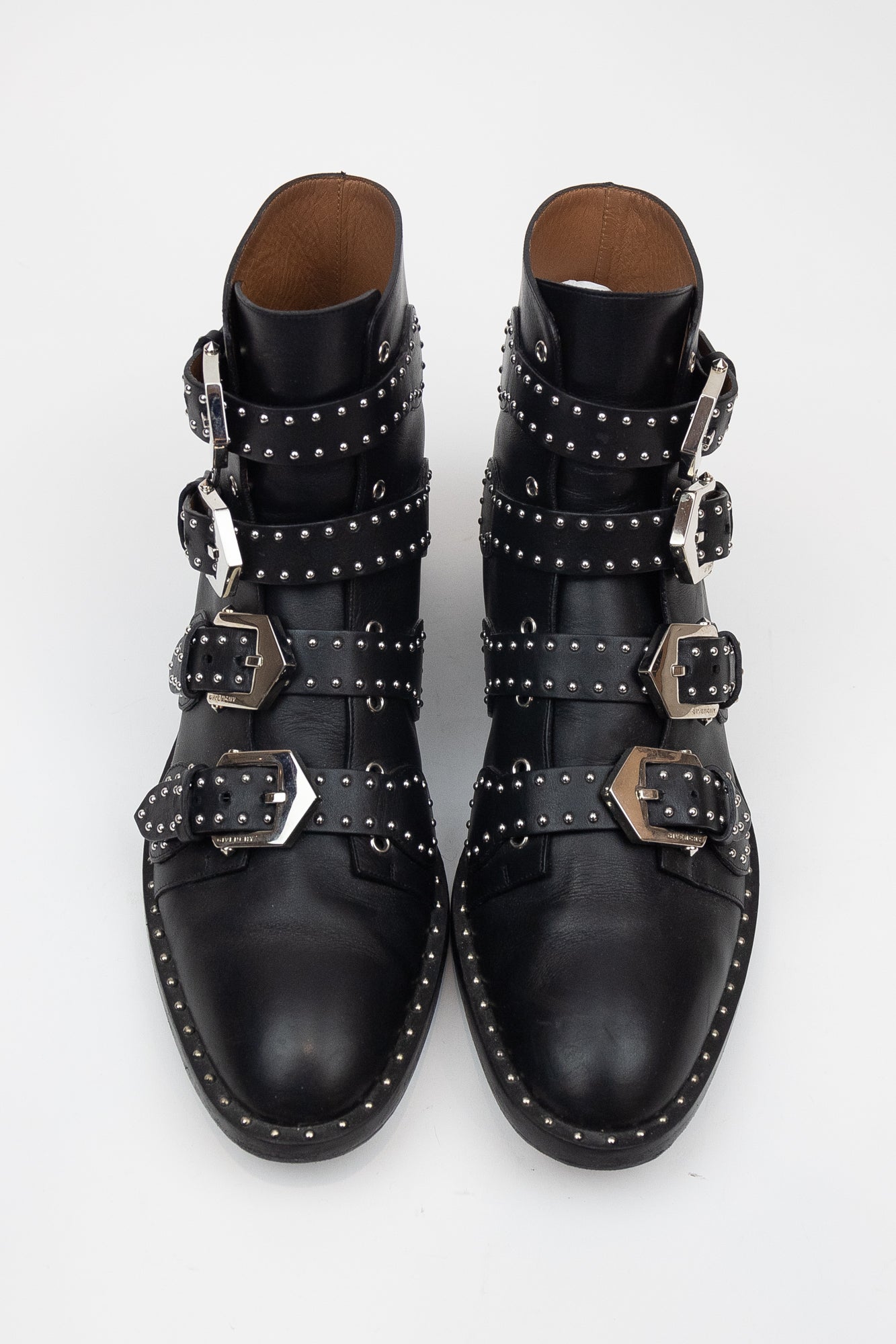 Black Multi Buckle Ankle Boots Leather