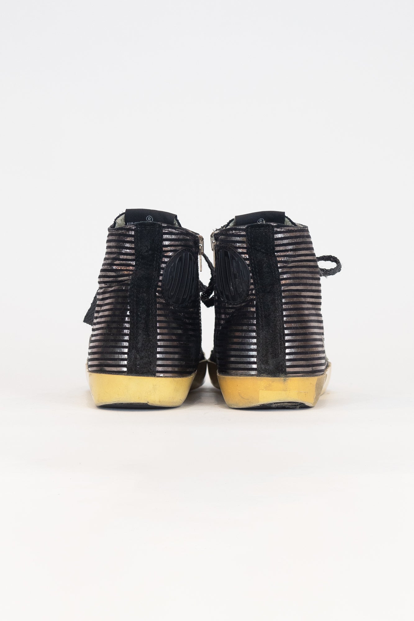 High Top Stripped Toe Sneaker Leather