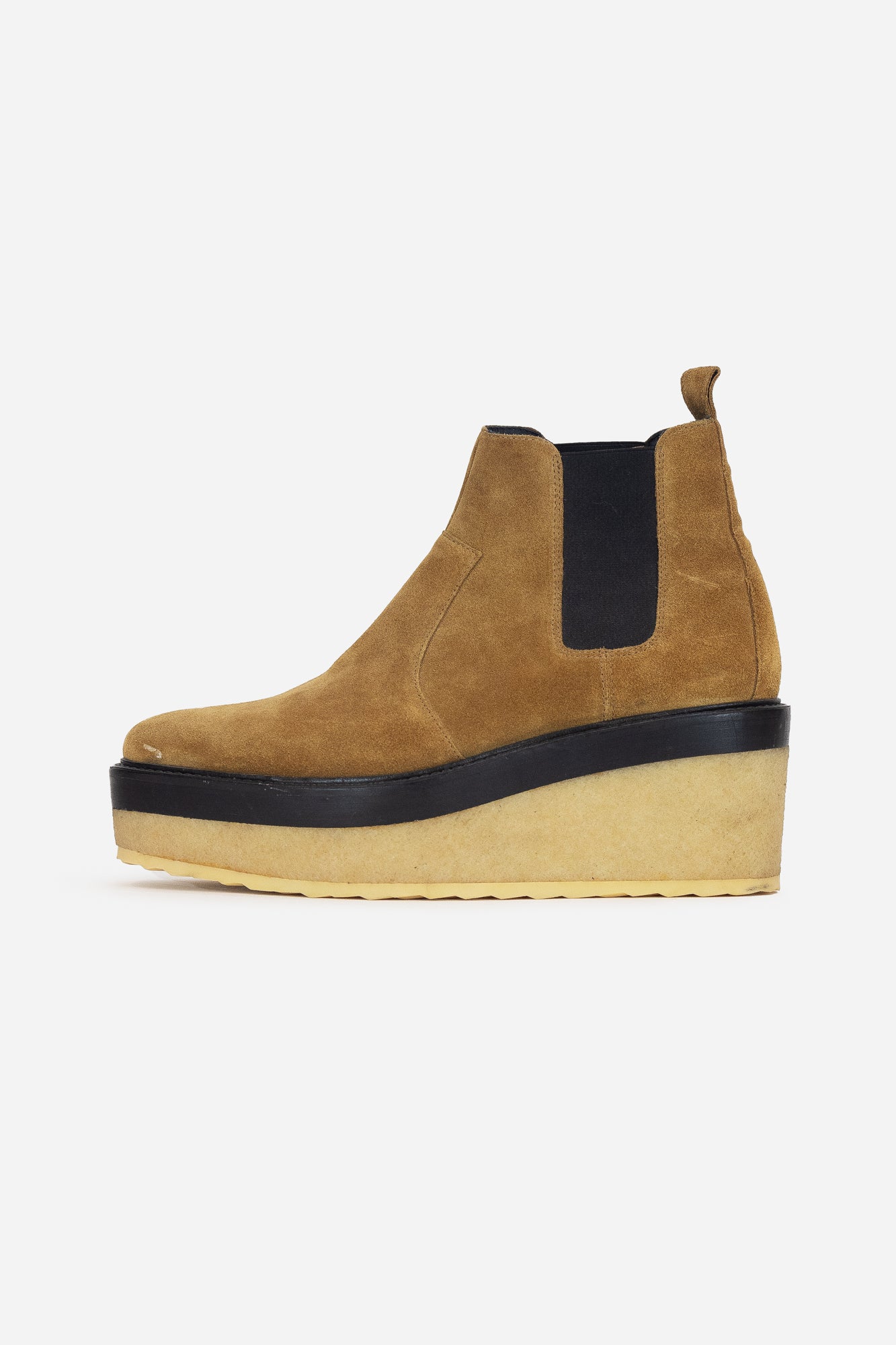 Beige Platform Suede Boots