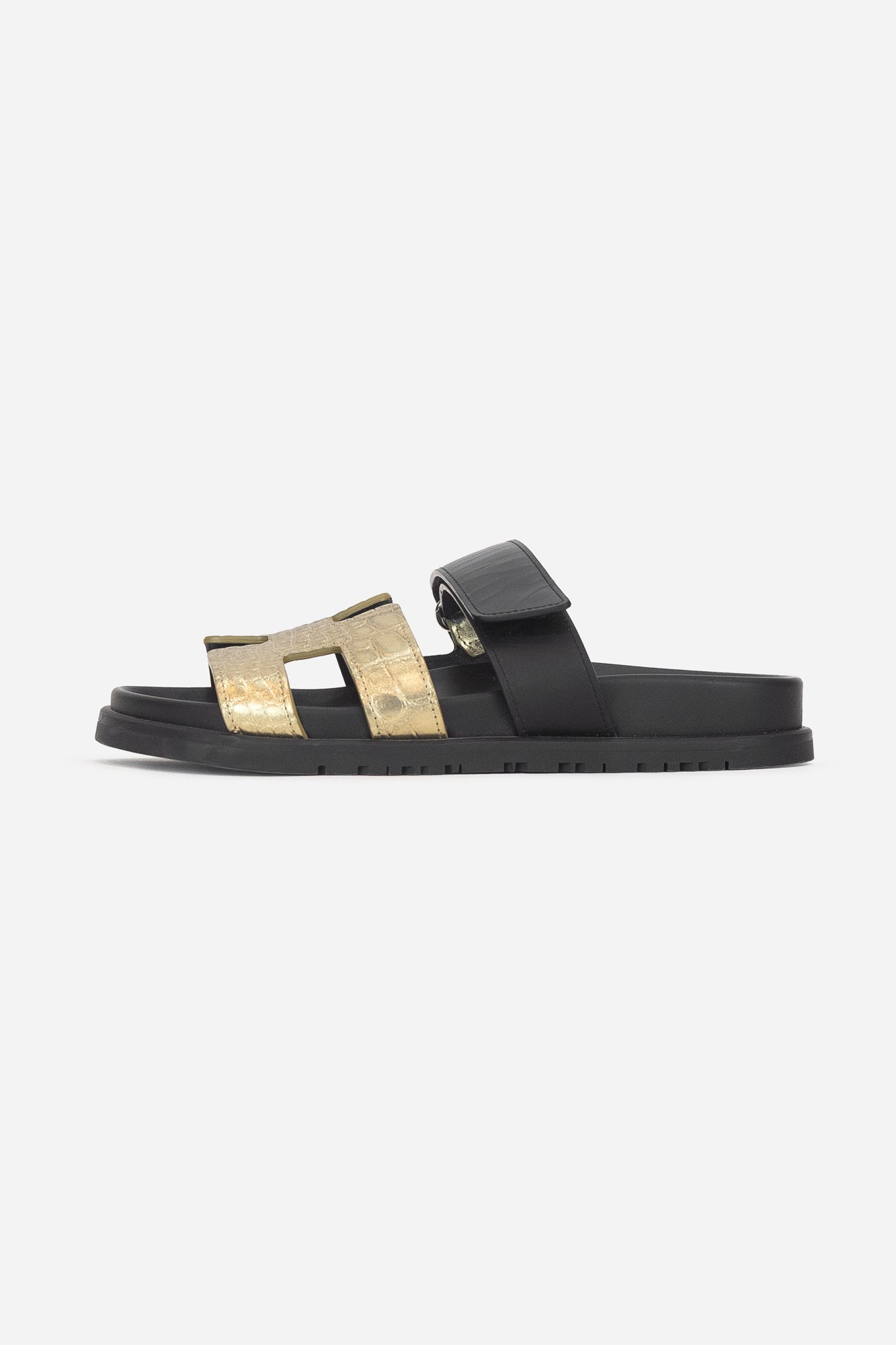 Gold H Alligator Chypre Sandal Leather