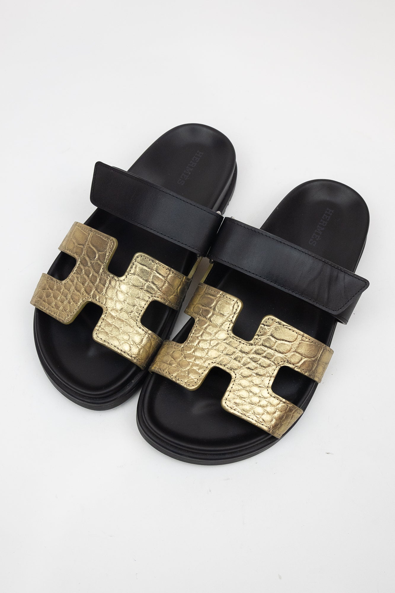 Gold H Alligator Chypre Sandal Leather