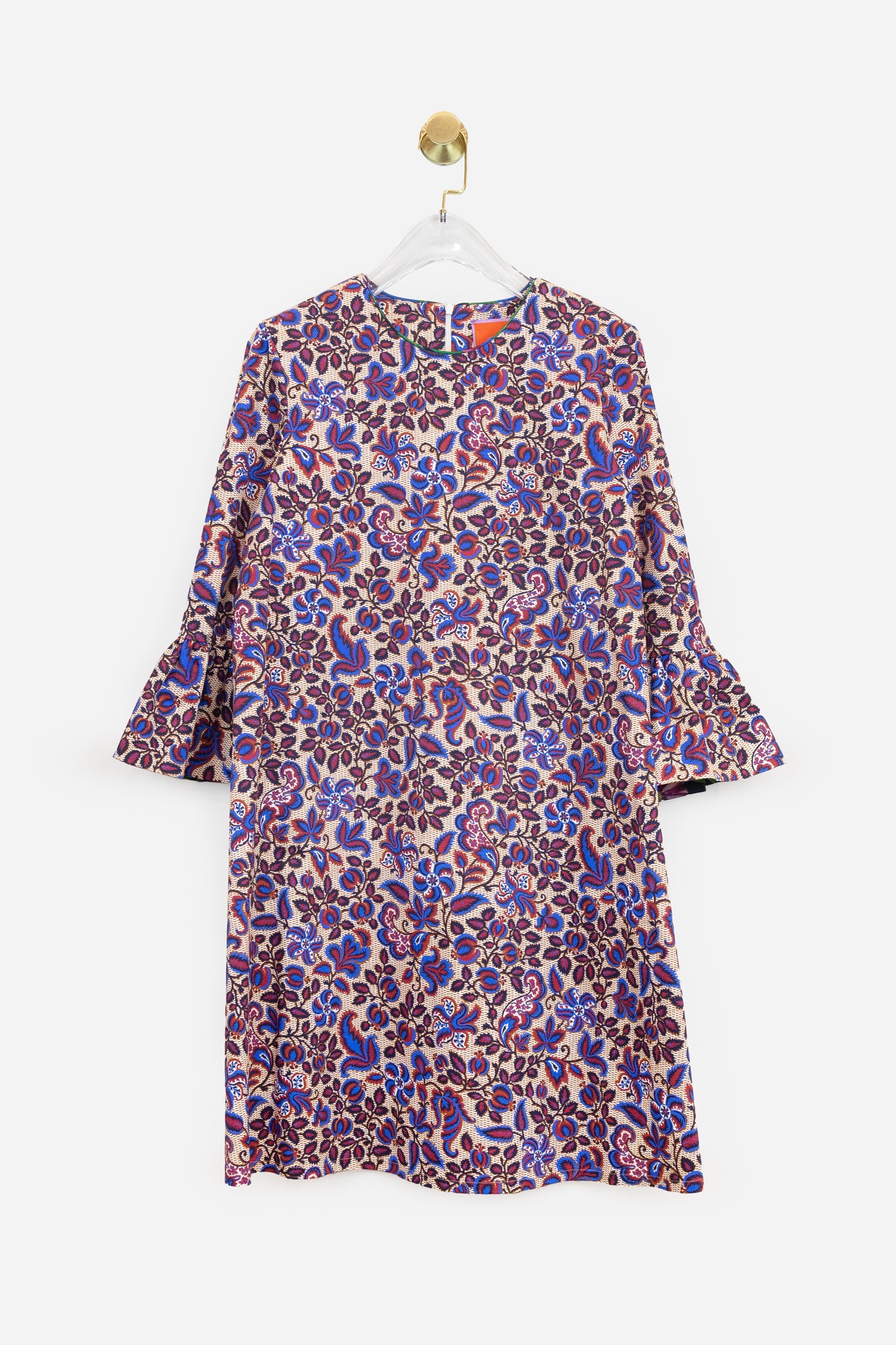 Printed Stretch Cotton Bell Sleeve Dress