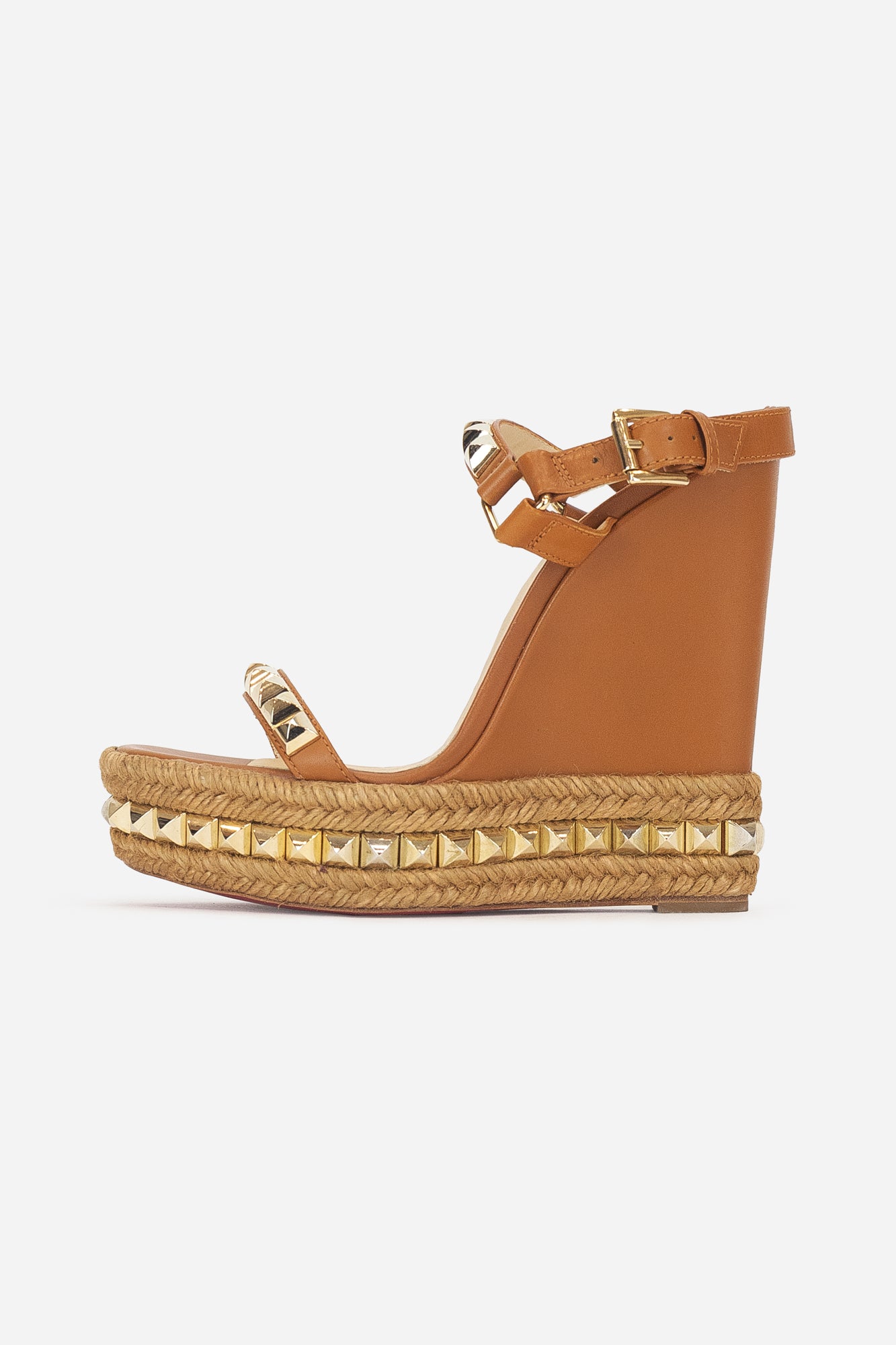 Tan Studded Wedge Leather