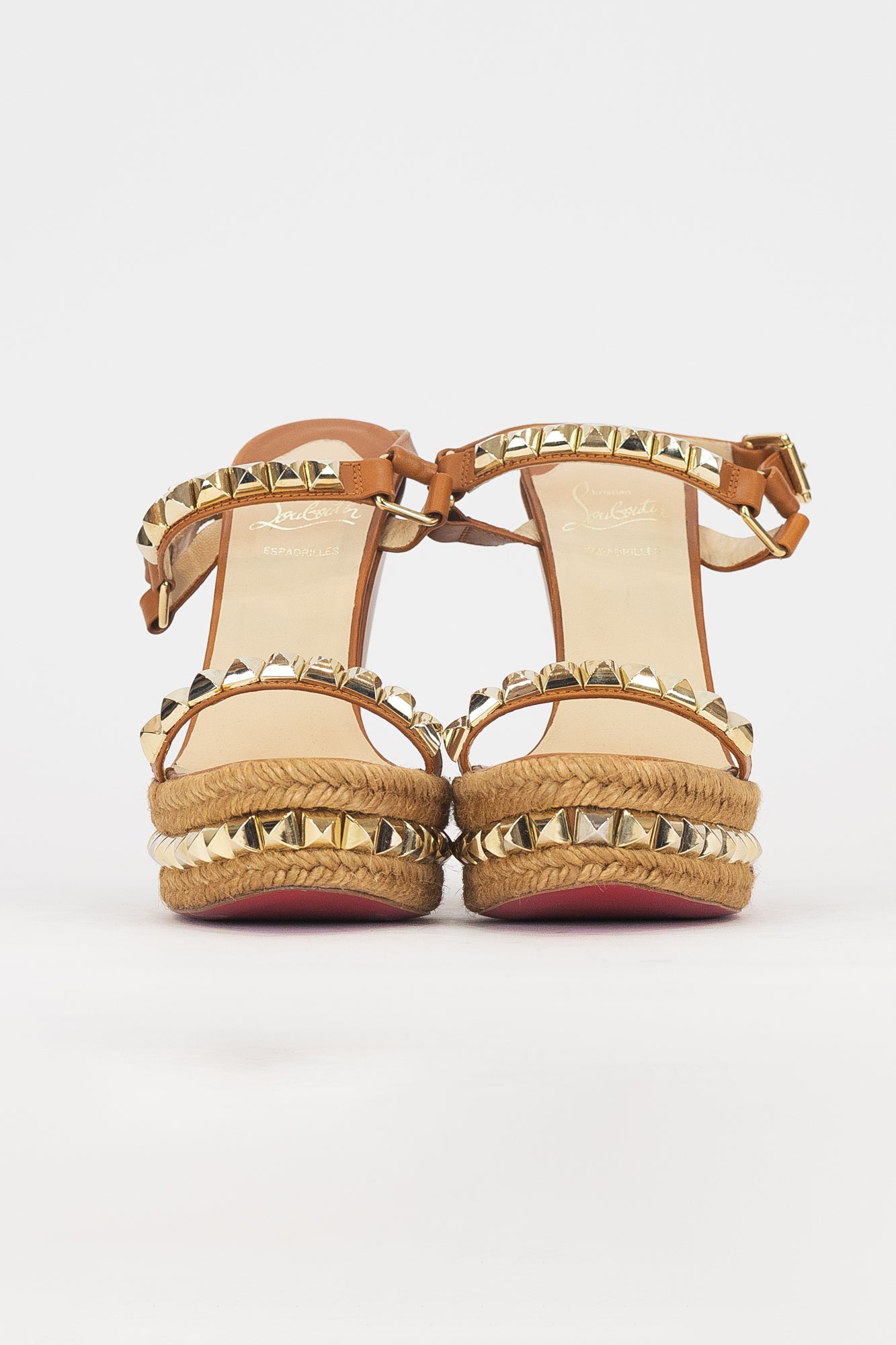 Tan Studded Wedge Leather