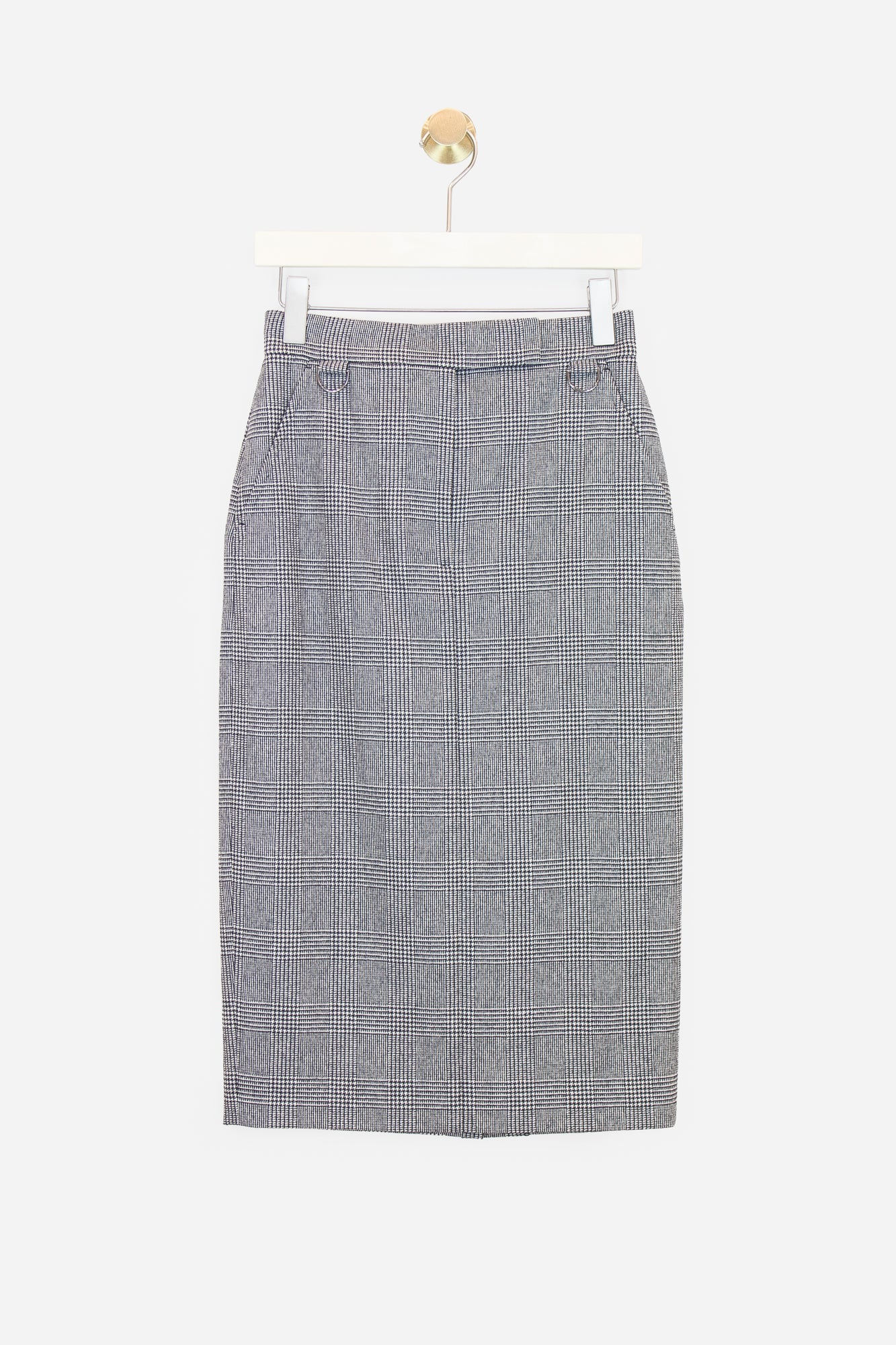 HoundsTooth Plaid Mixi Skirt Wool/Cashmere