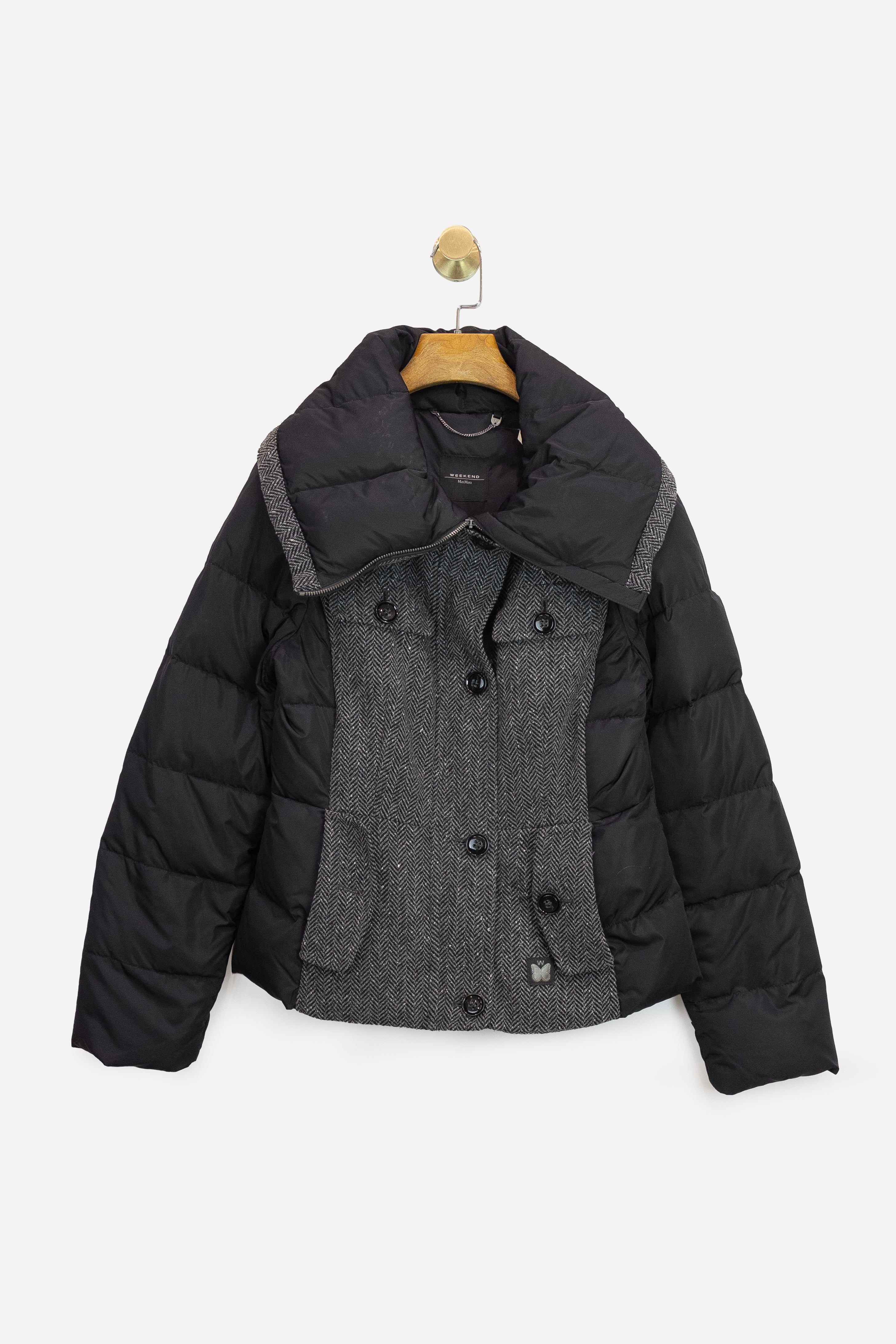 Herringbone Wool + Down Short Puffer