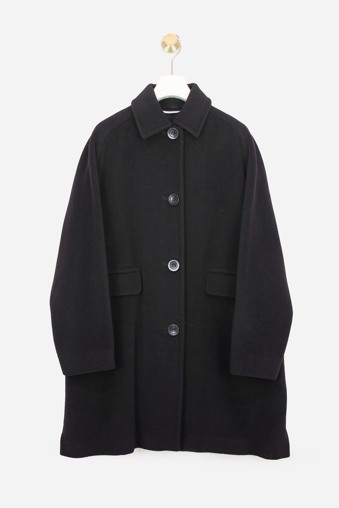 Classic Black Medium Length Trench  Wool/Cashmere