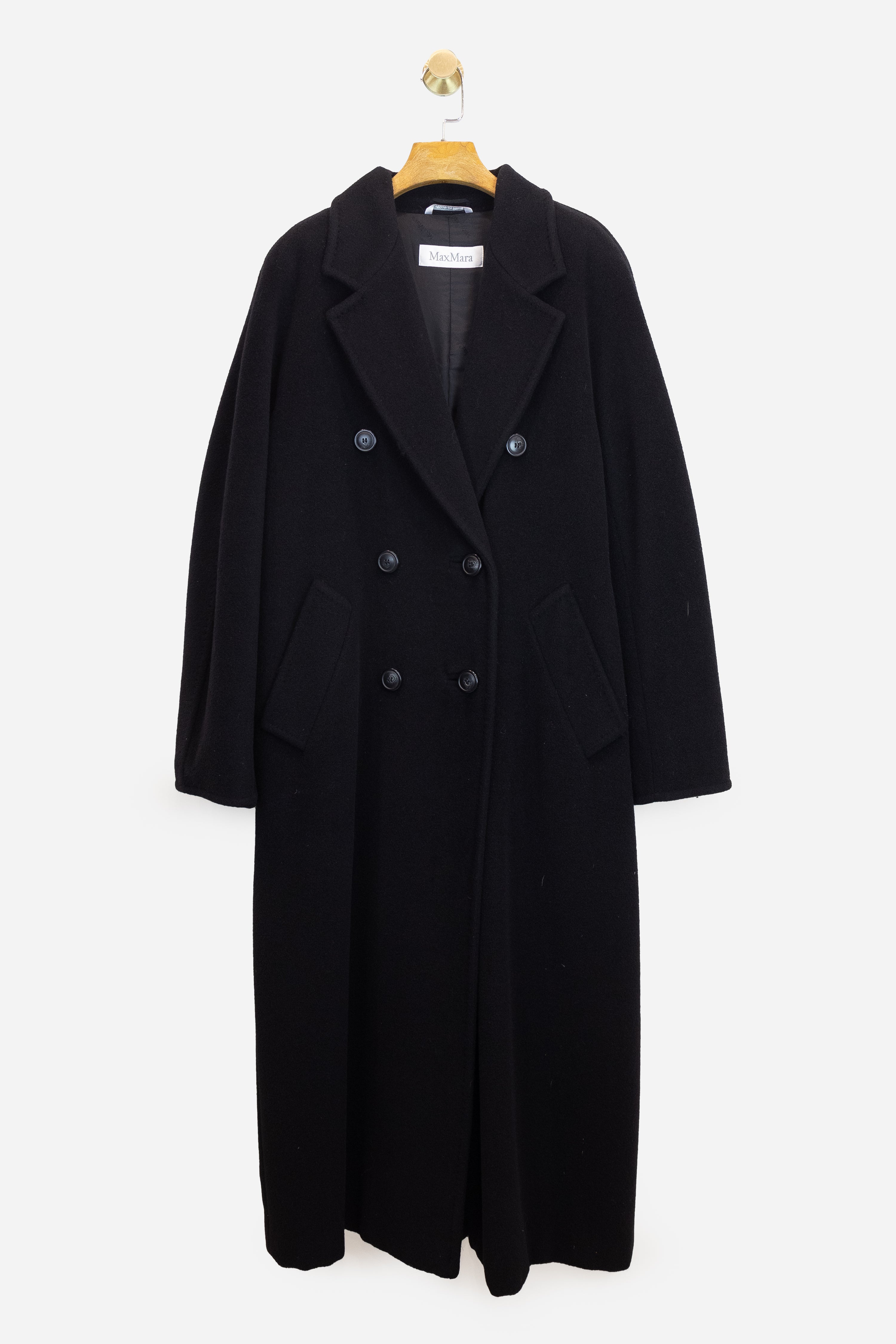 Black Classic Long Trench Coat Wool/Cashmere