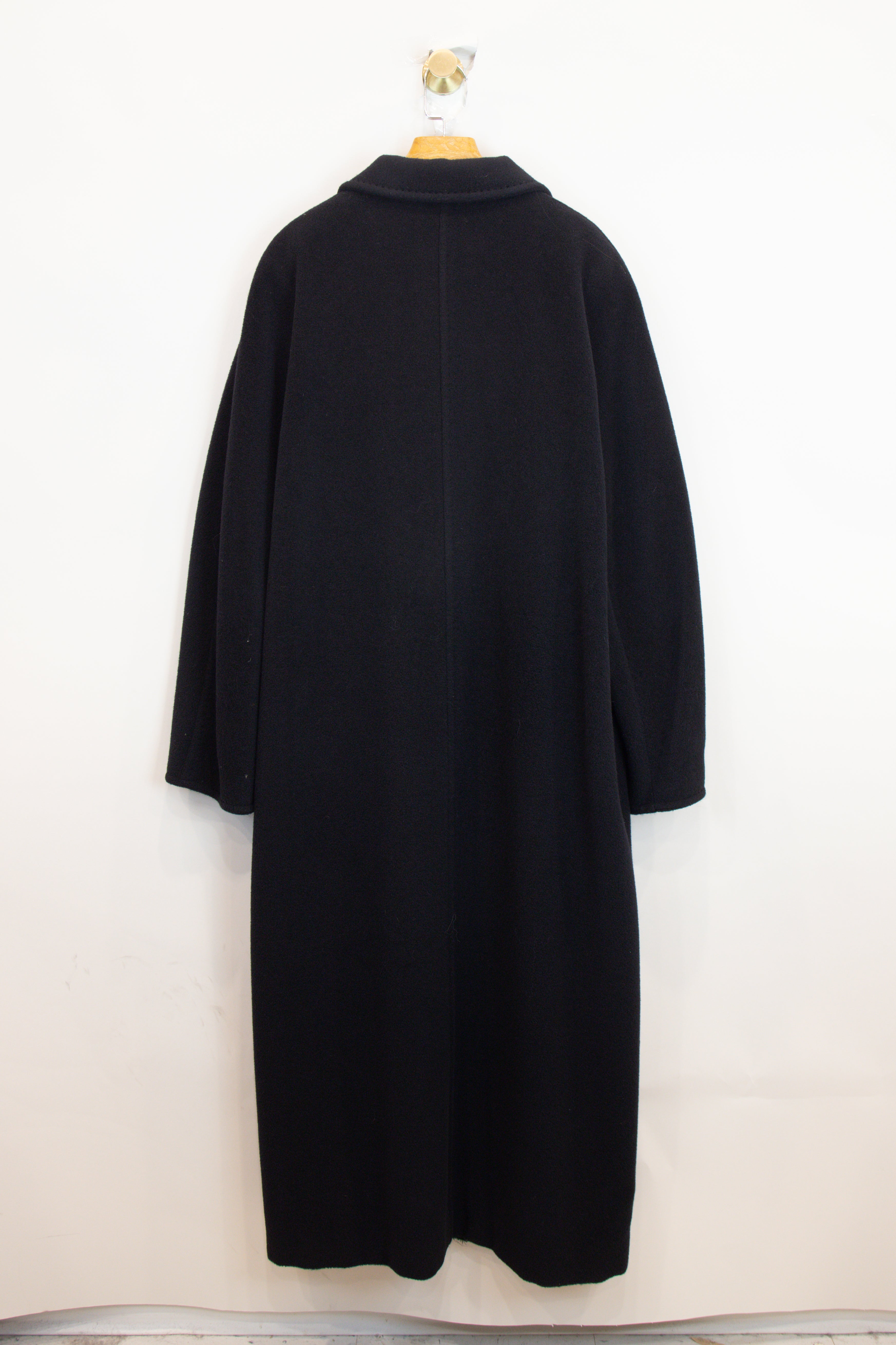 Black Classic Long Trench Coat Wool/Cashmere