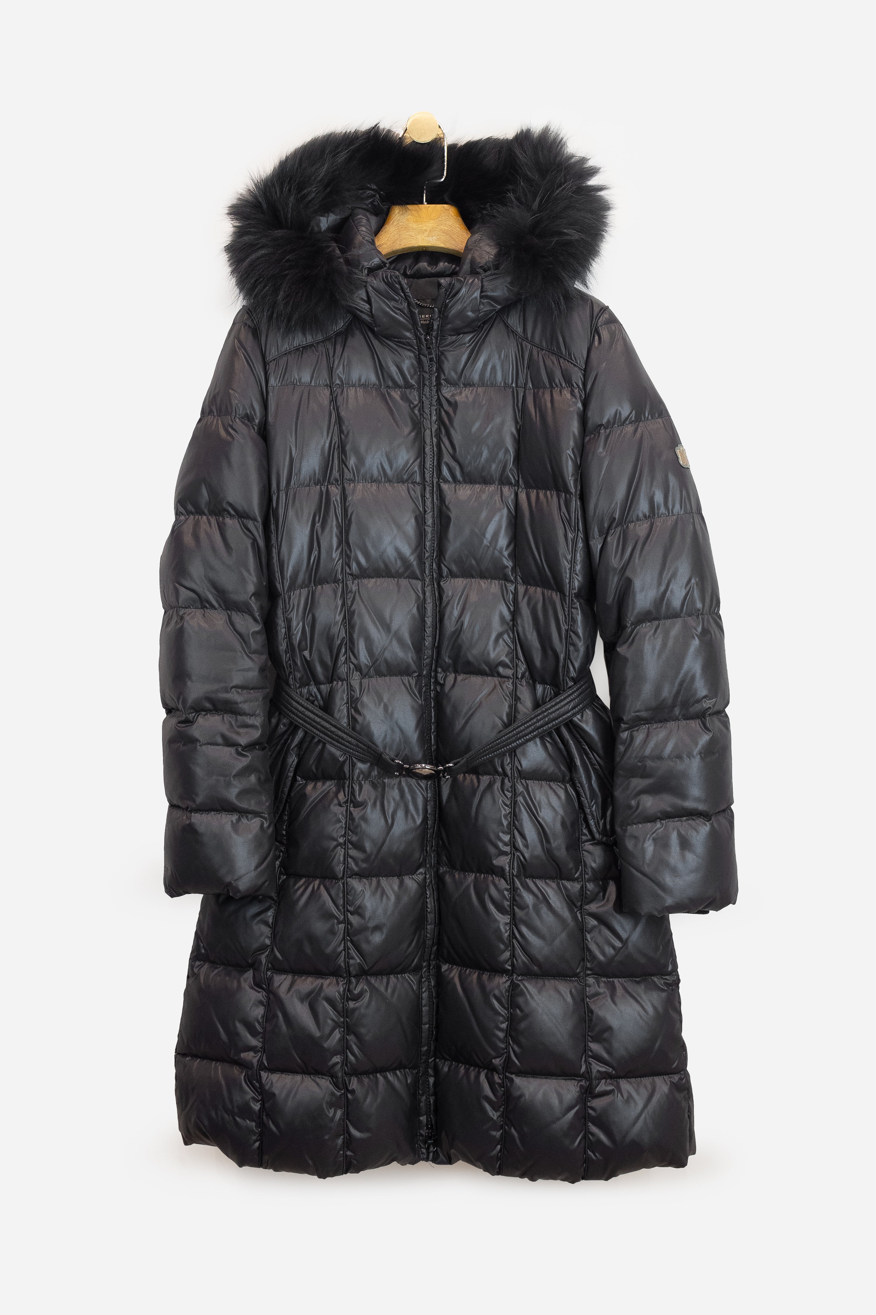 Black Fur Trim Puffer Coat Jacket Polyamid