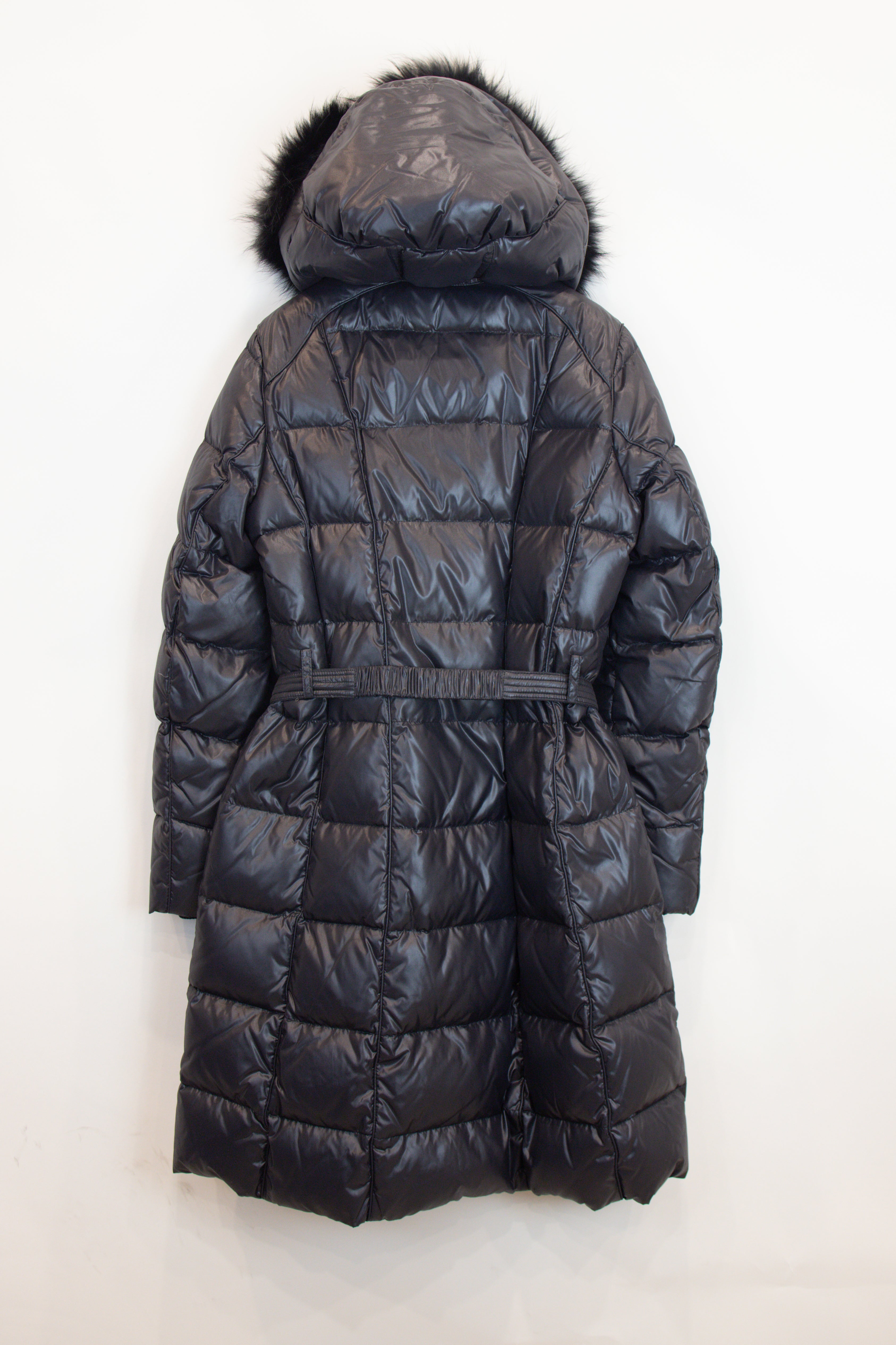 Black Fur Trim Puffer Coat Jacket Polyamid