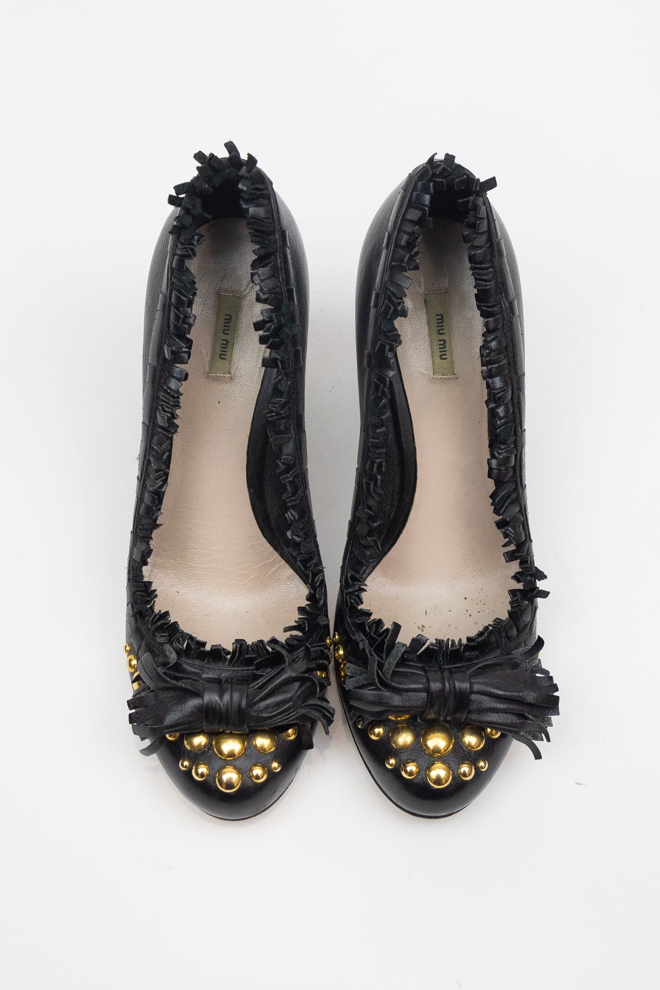 Black Fringe Gold Studded Pumps