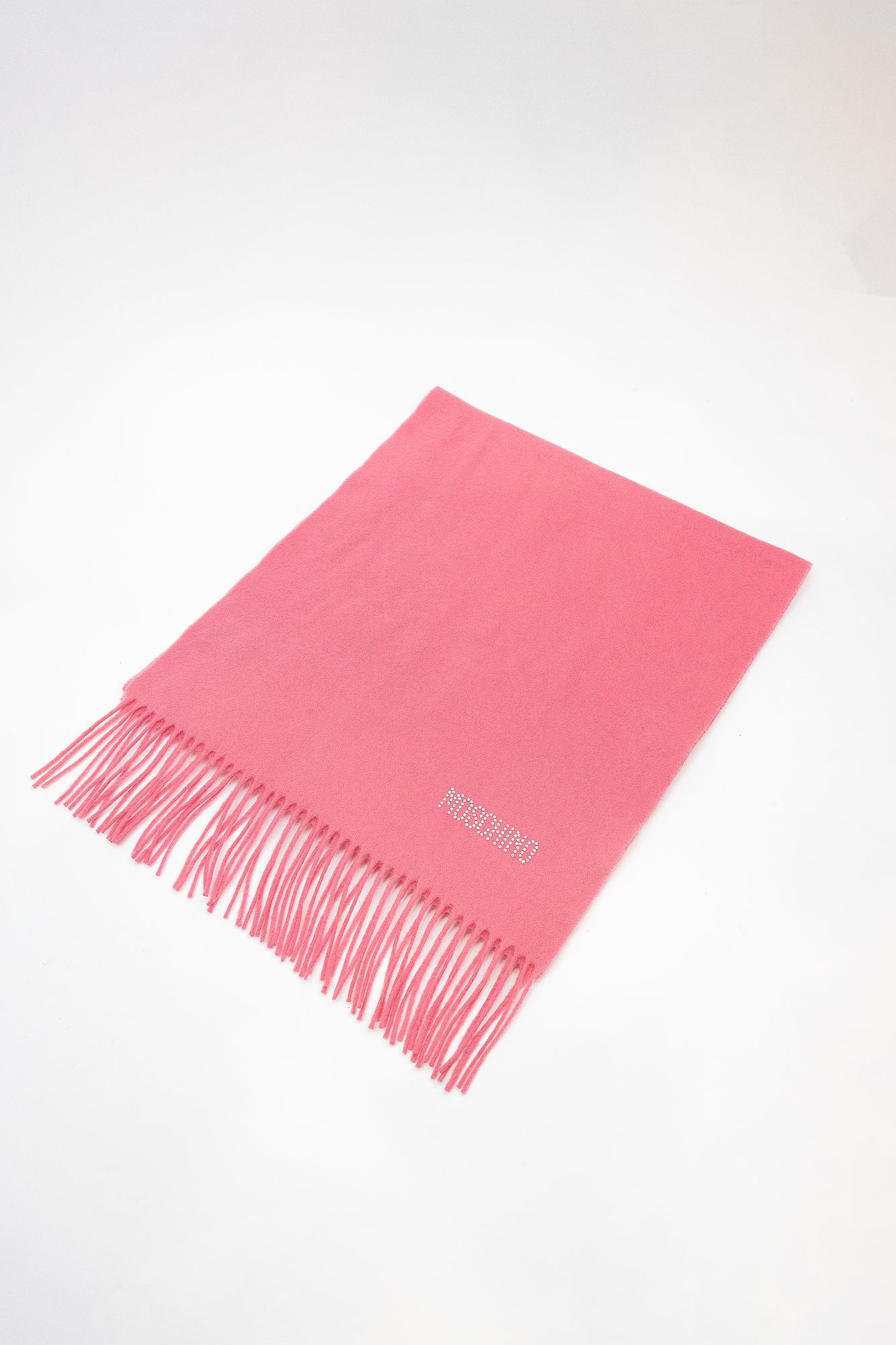 Merino Pink Wool Rhinestone Scarf