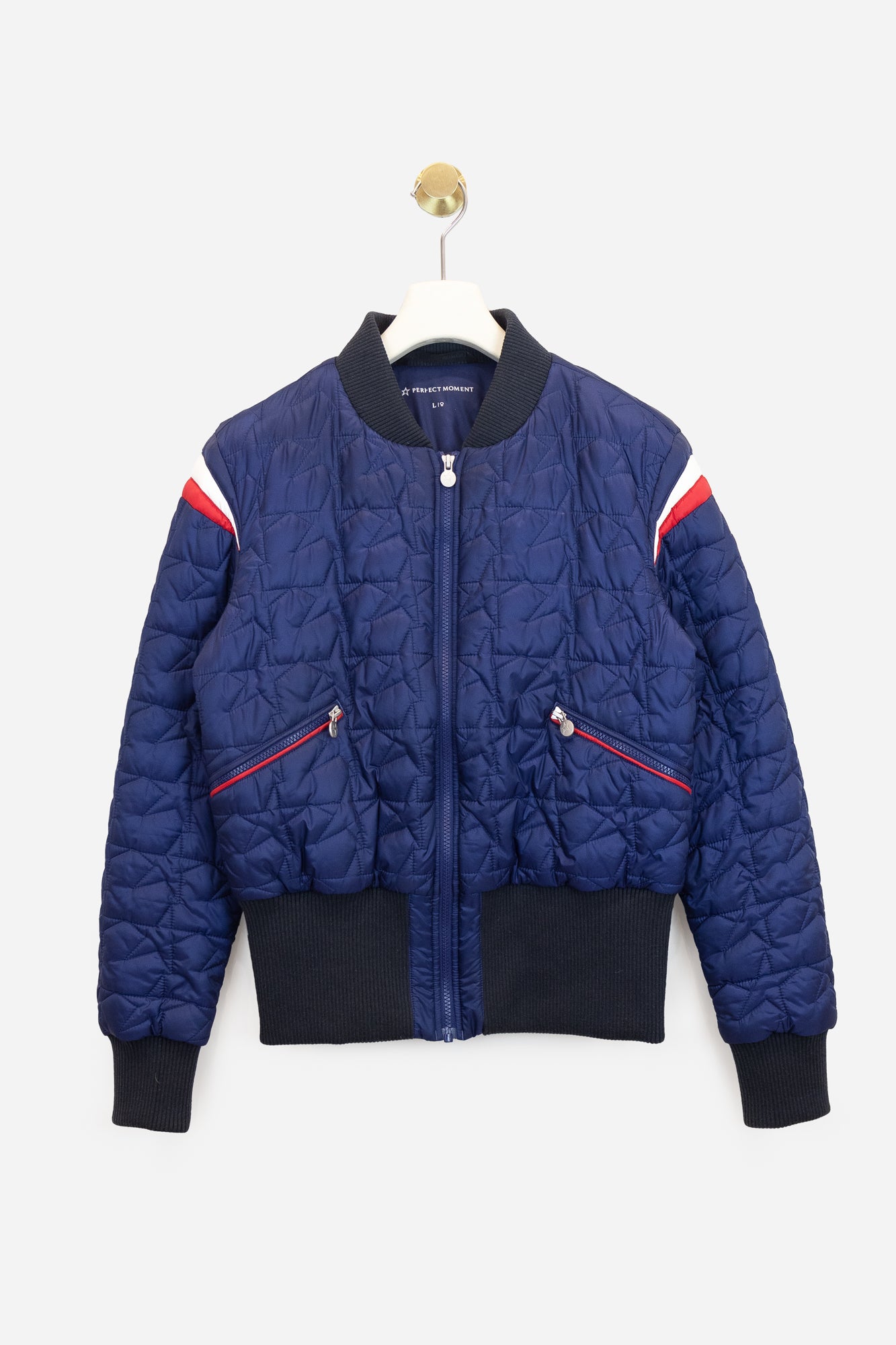 Navy Puffer Star Bomber Jacket Poly/Cotton Blend