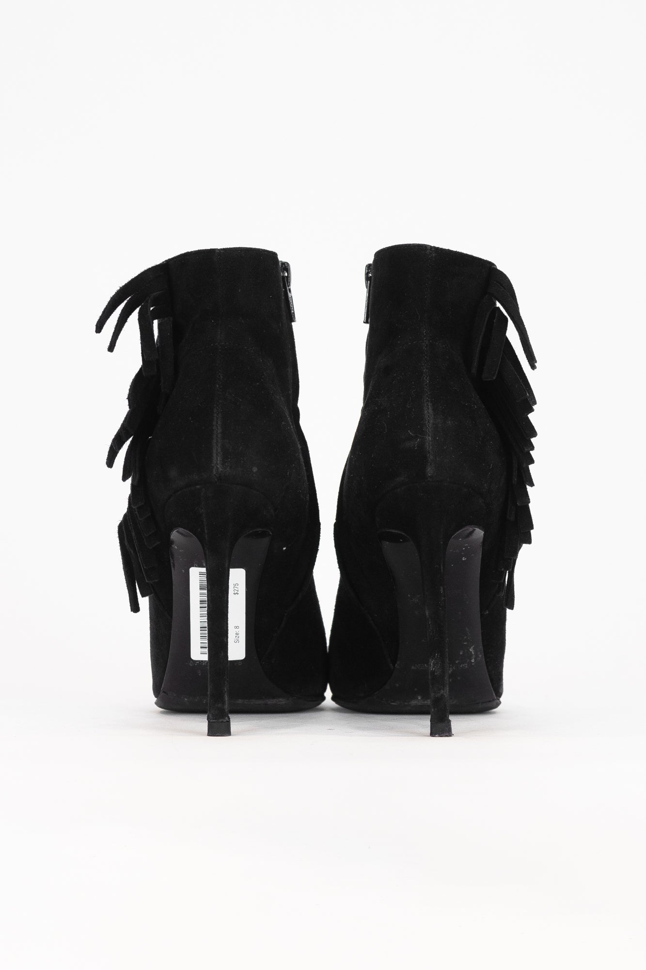 Black Suede Tassel Zip Up Ankle Boots