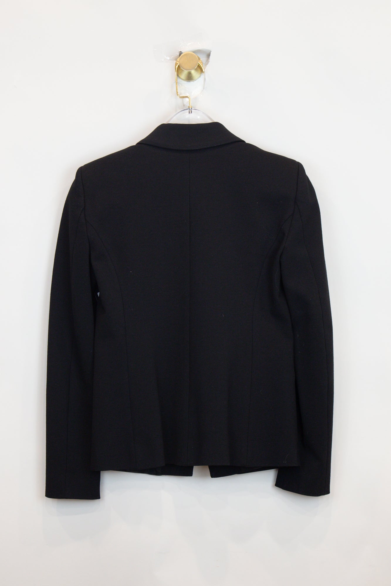 Classic Black Blazer With Ruffle V-Front