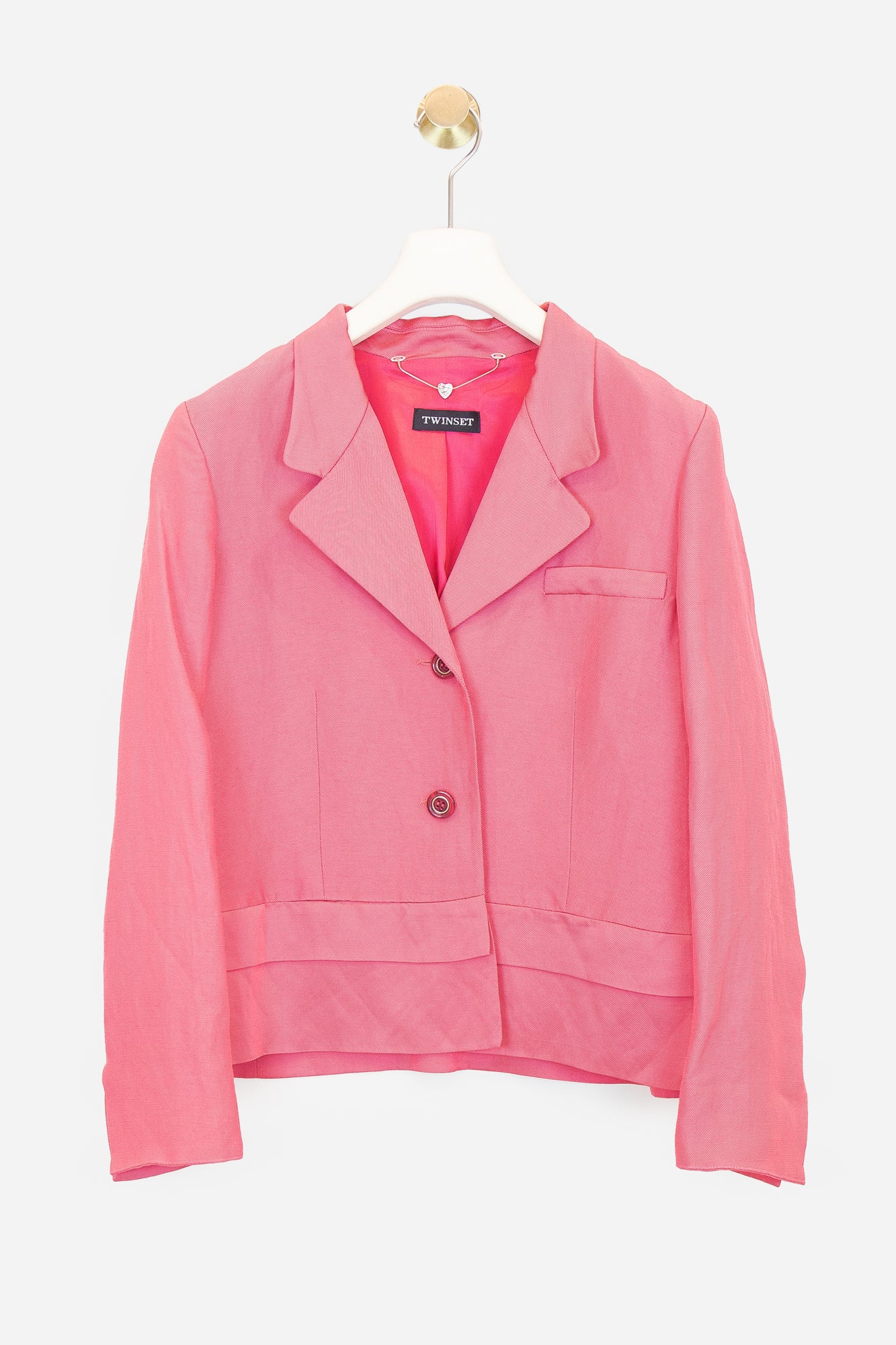 Pink Tiered Collared Blazer Cotton